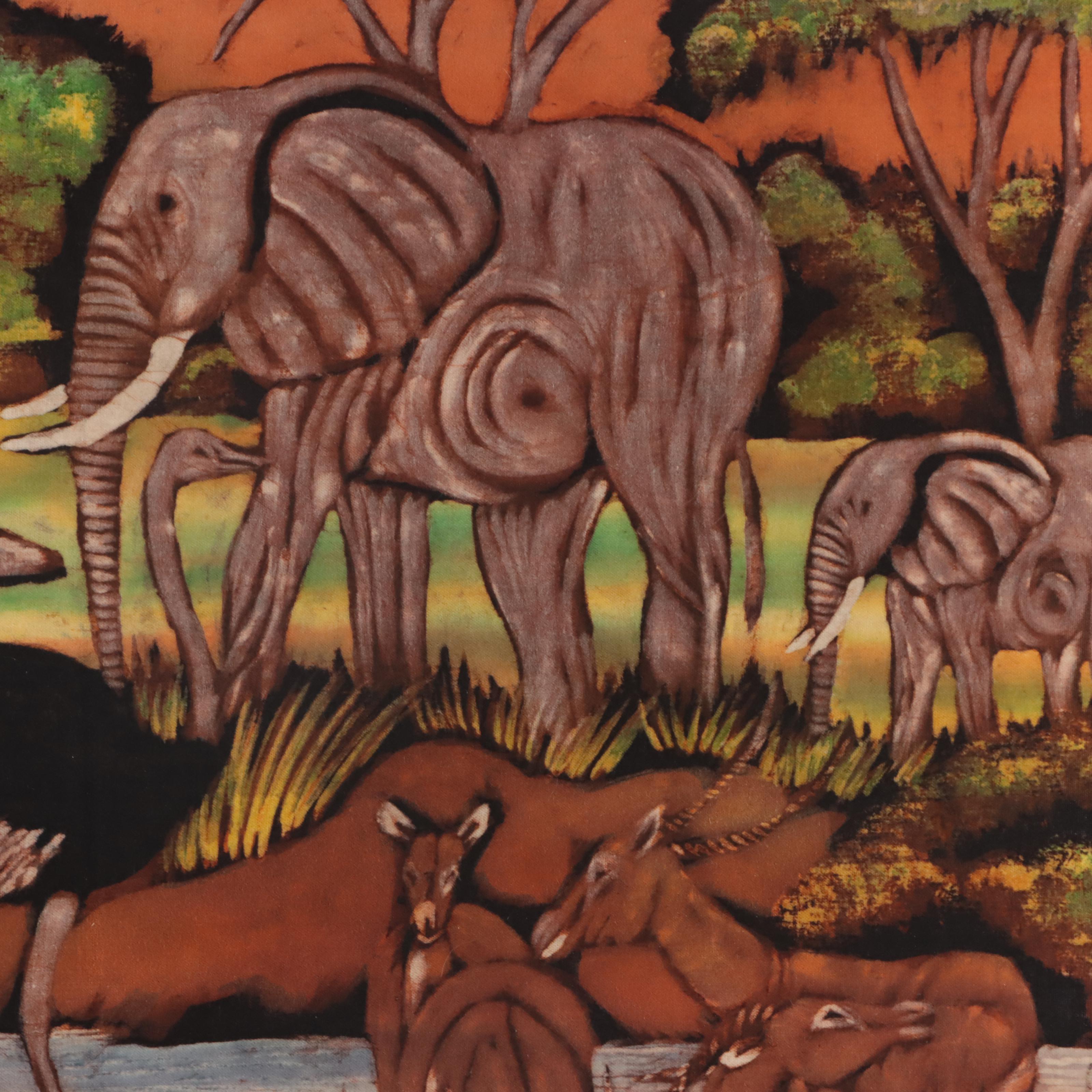 Junior Temba Batik Dyed Fabric Composition of African Wildlife