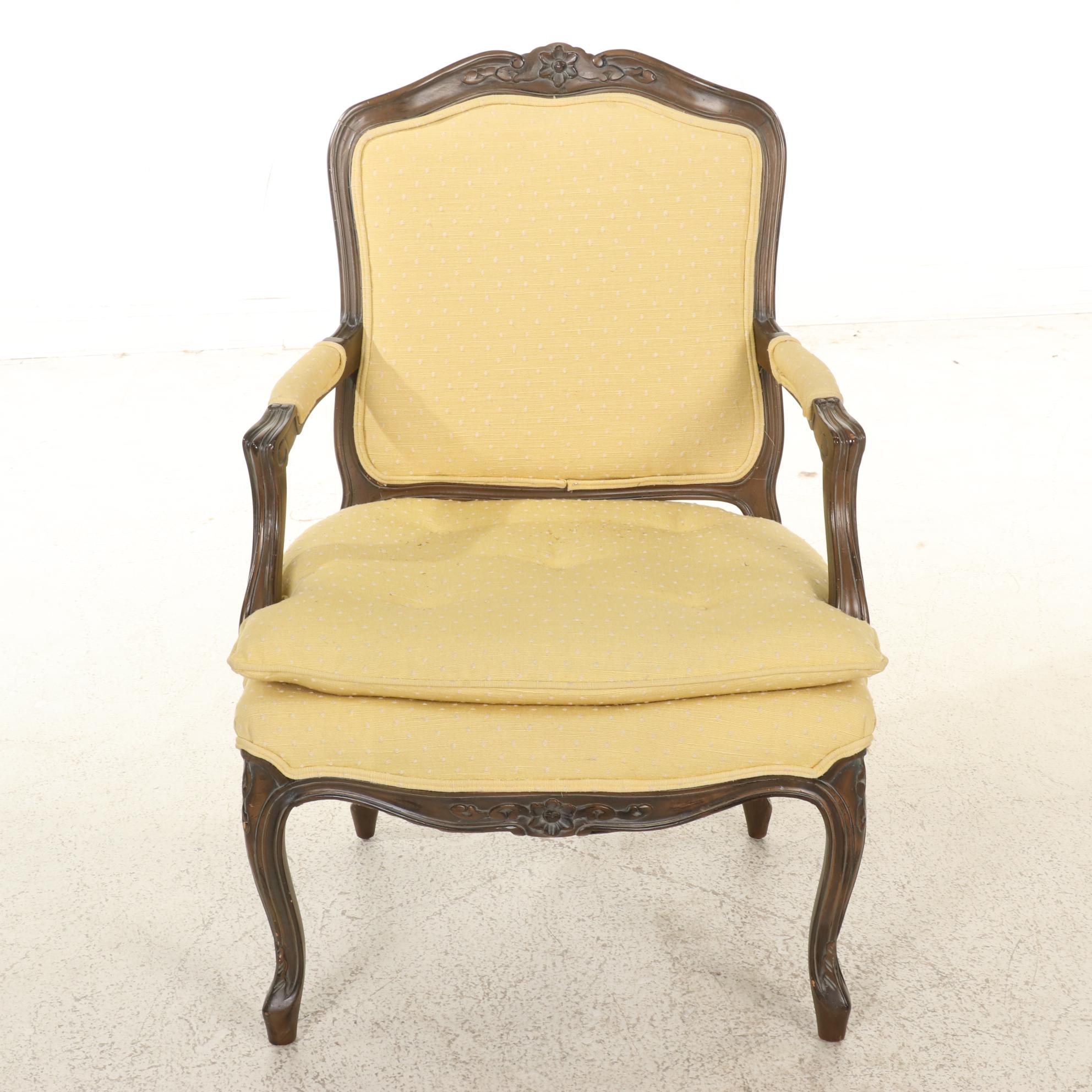 Western Furniture Co. Louis XV Style Hardwood and Upholstered Fauteuil