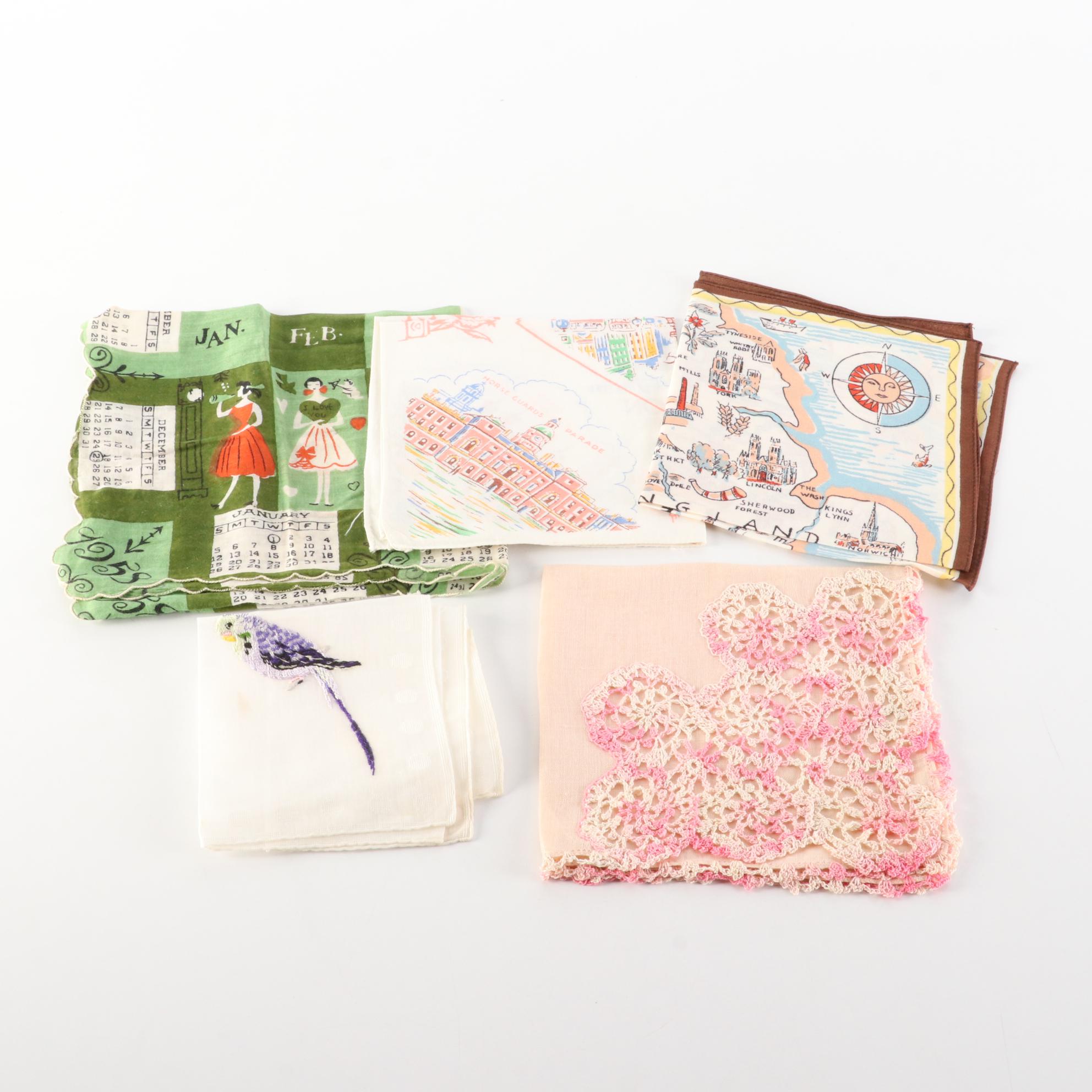 Graphic Print, Embroidered, Crochet Lace and More Handkerchiefs