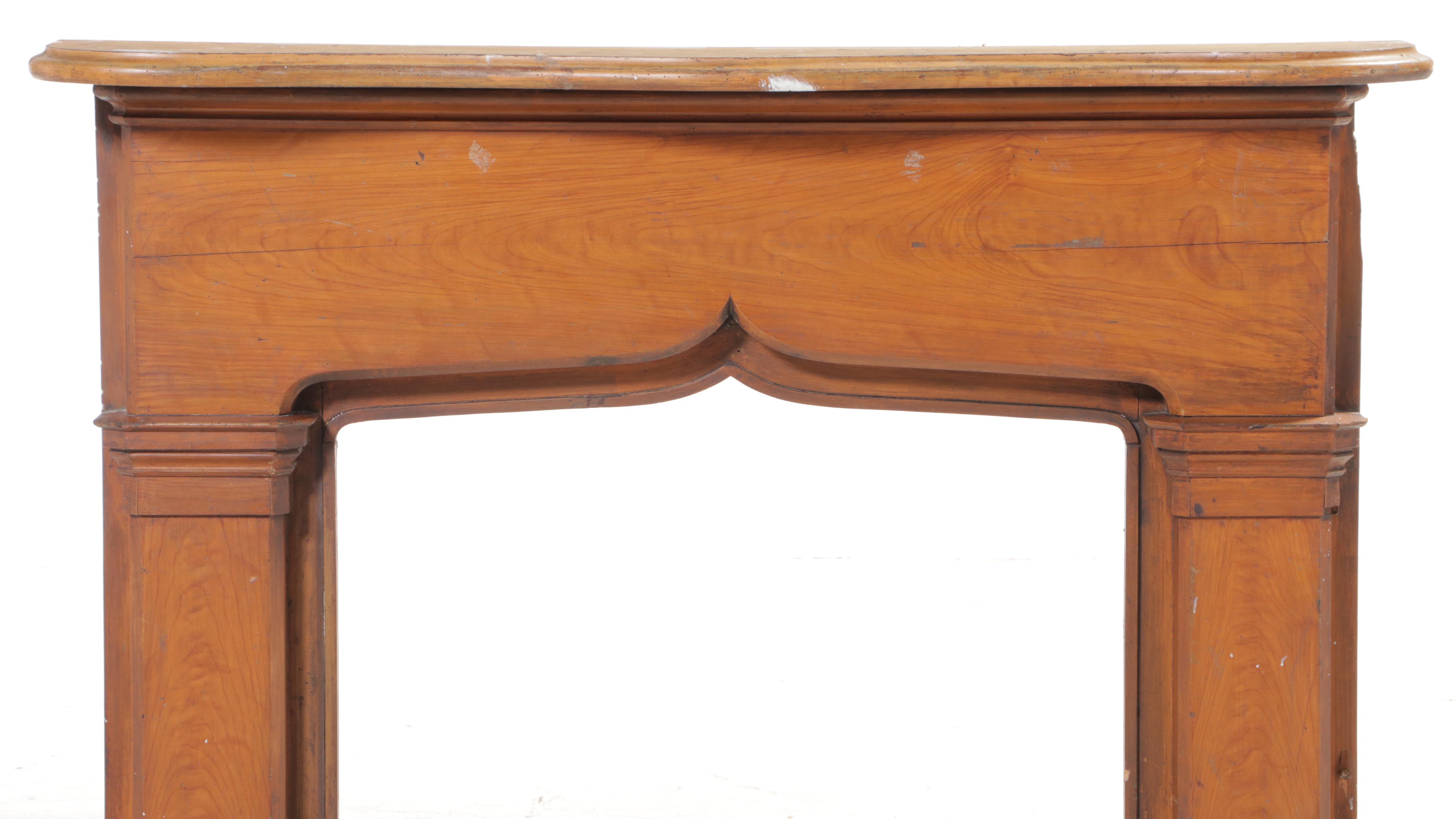 American Grain-Painted Pine Fireplace Surround with Mantel, 19th Century