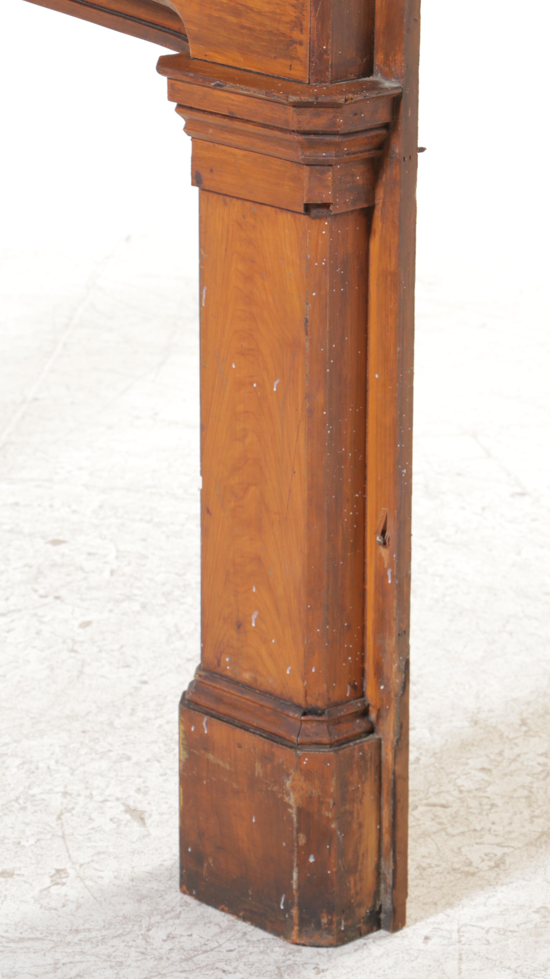 American Grain-Painted Pine Fireplace Surround with Mantel, 19th Century