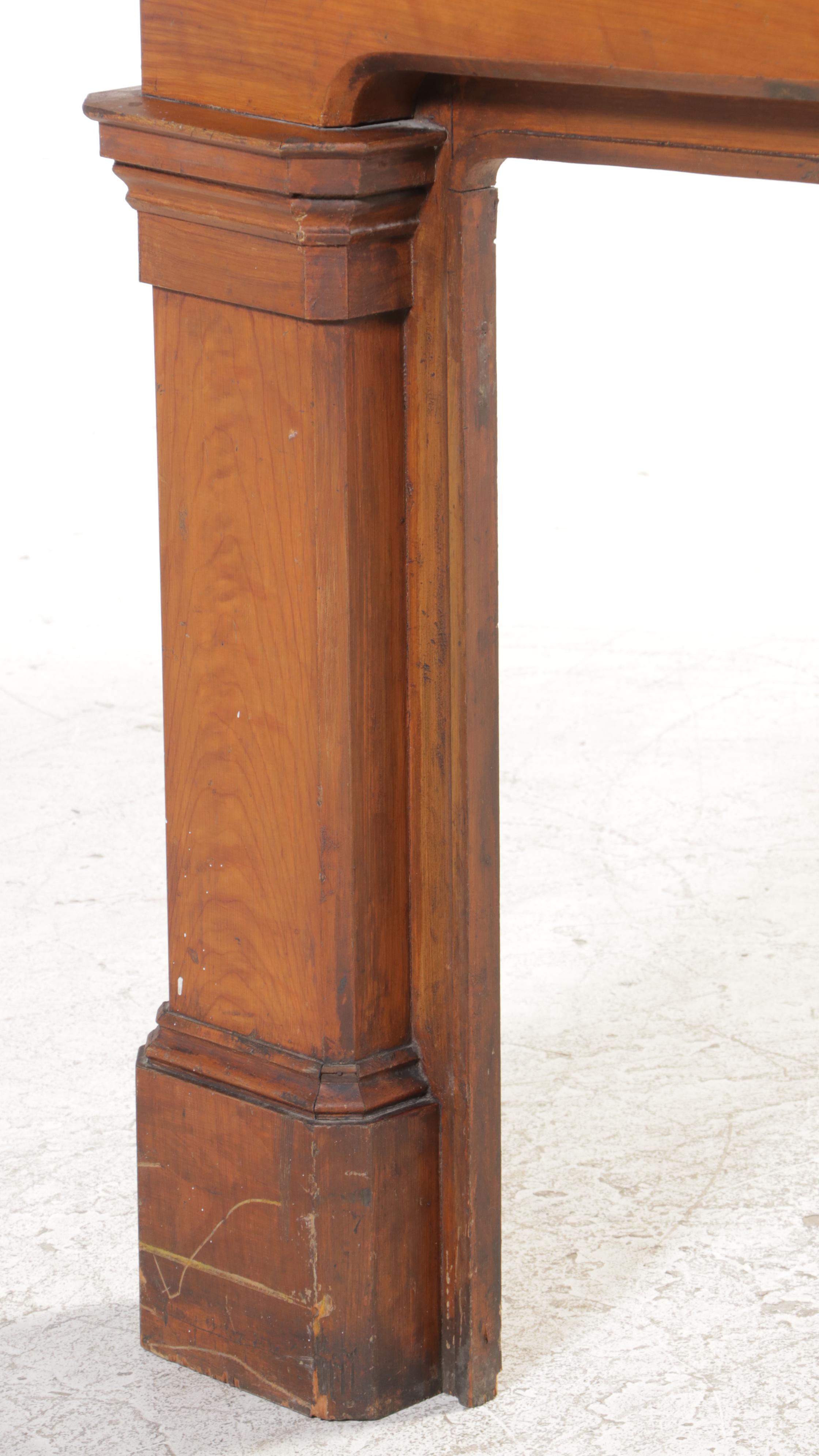 American Grain-Painted Pine Fireplace Surround with Mantel, 19th Century