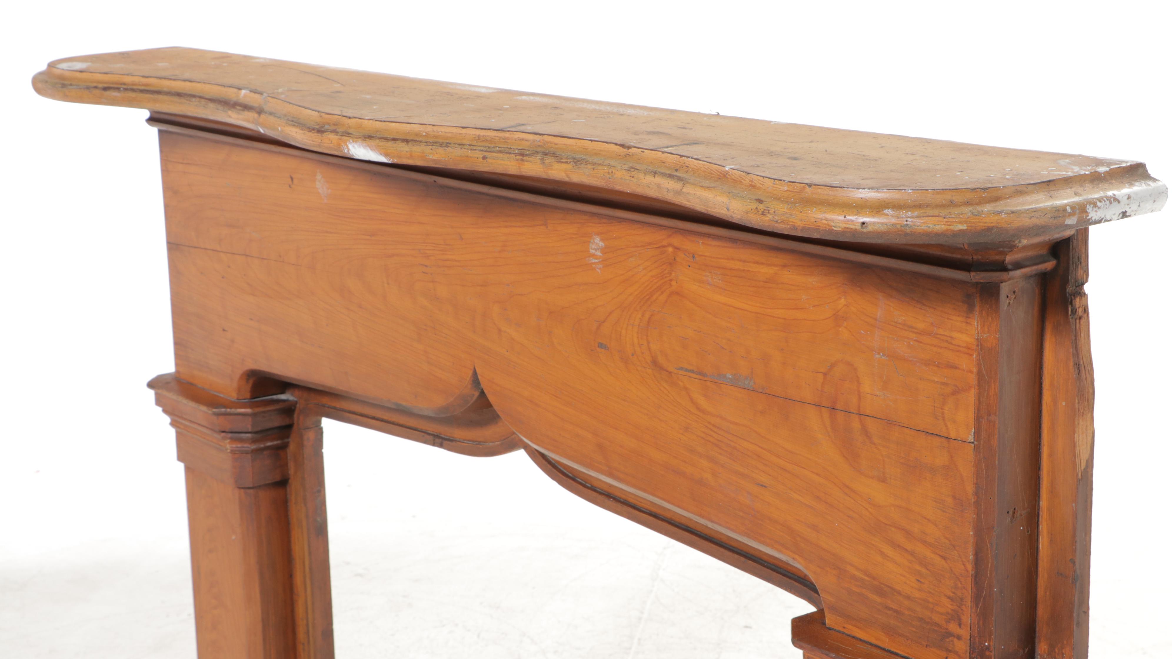 American Grain-Painted Pine Fireplace Surround with Mantel, 19th Century