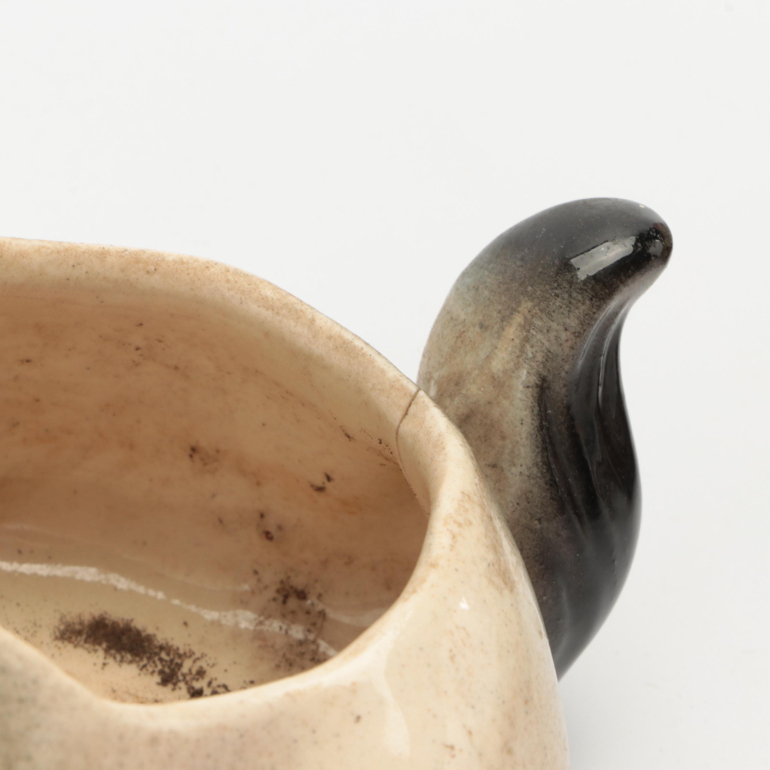 Japanese Ceramic Siamese Cat Figurines with Animal Planter Vases, Mid-20th C.