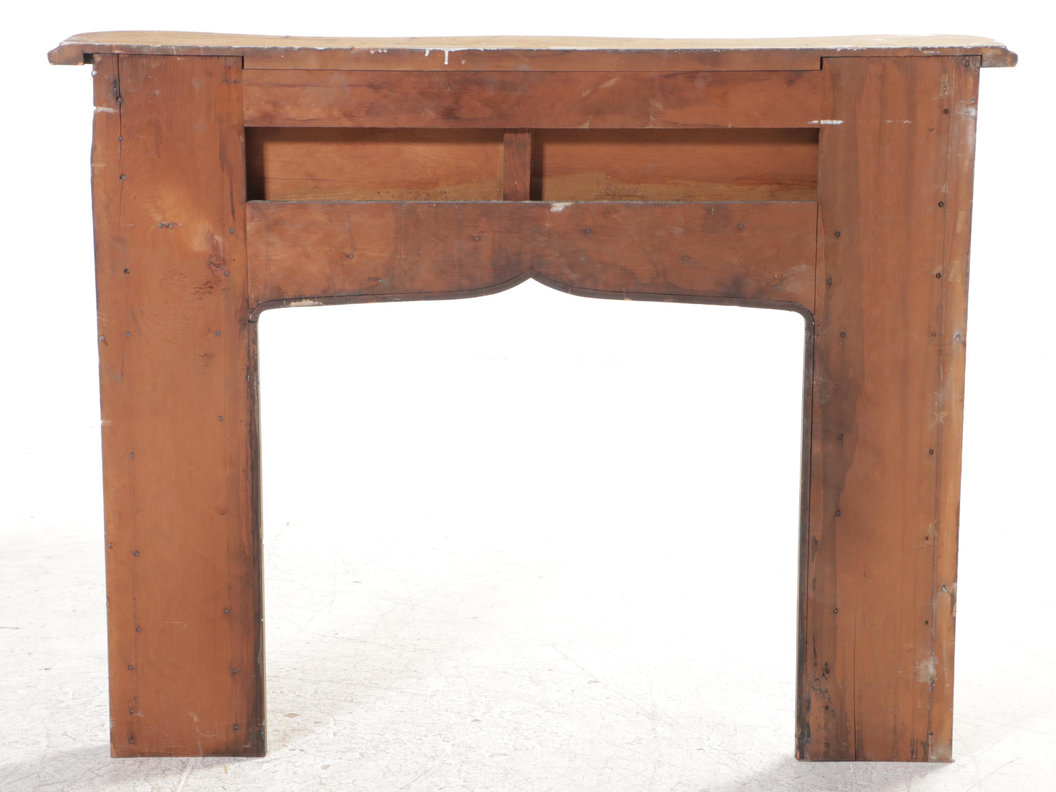American Grain-Painted Pine Fireplace Surround with Mantel, 19th Century