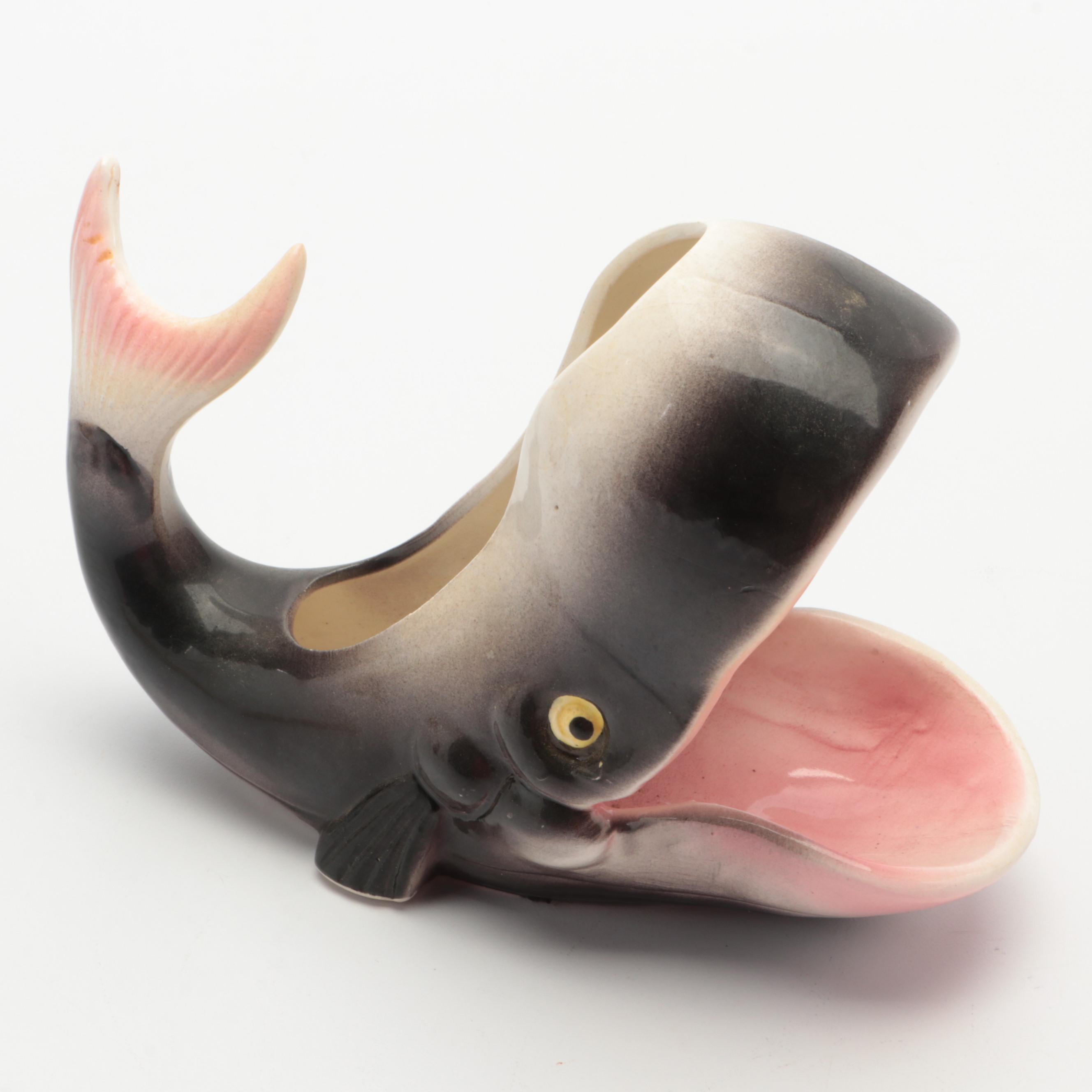 Japanese Ceramic Siamese Cat Figurines with Animal Planter Vases, Mid-20th C.