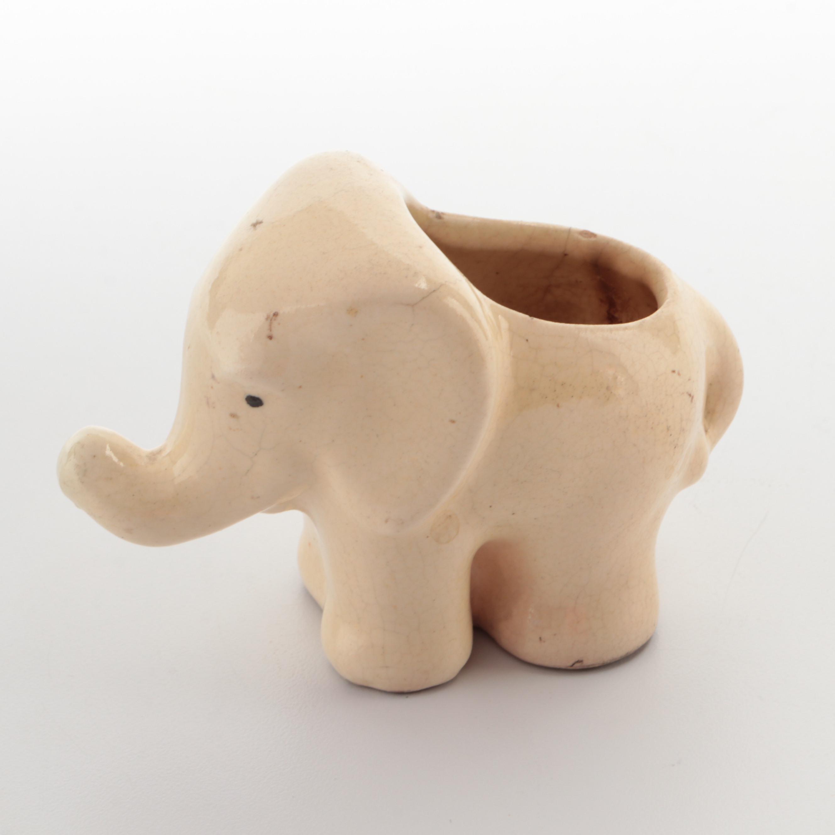 Japanese Ceramic Siamese Cat Figurines with Animal Planter Vases, Mid-20th C.