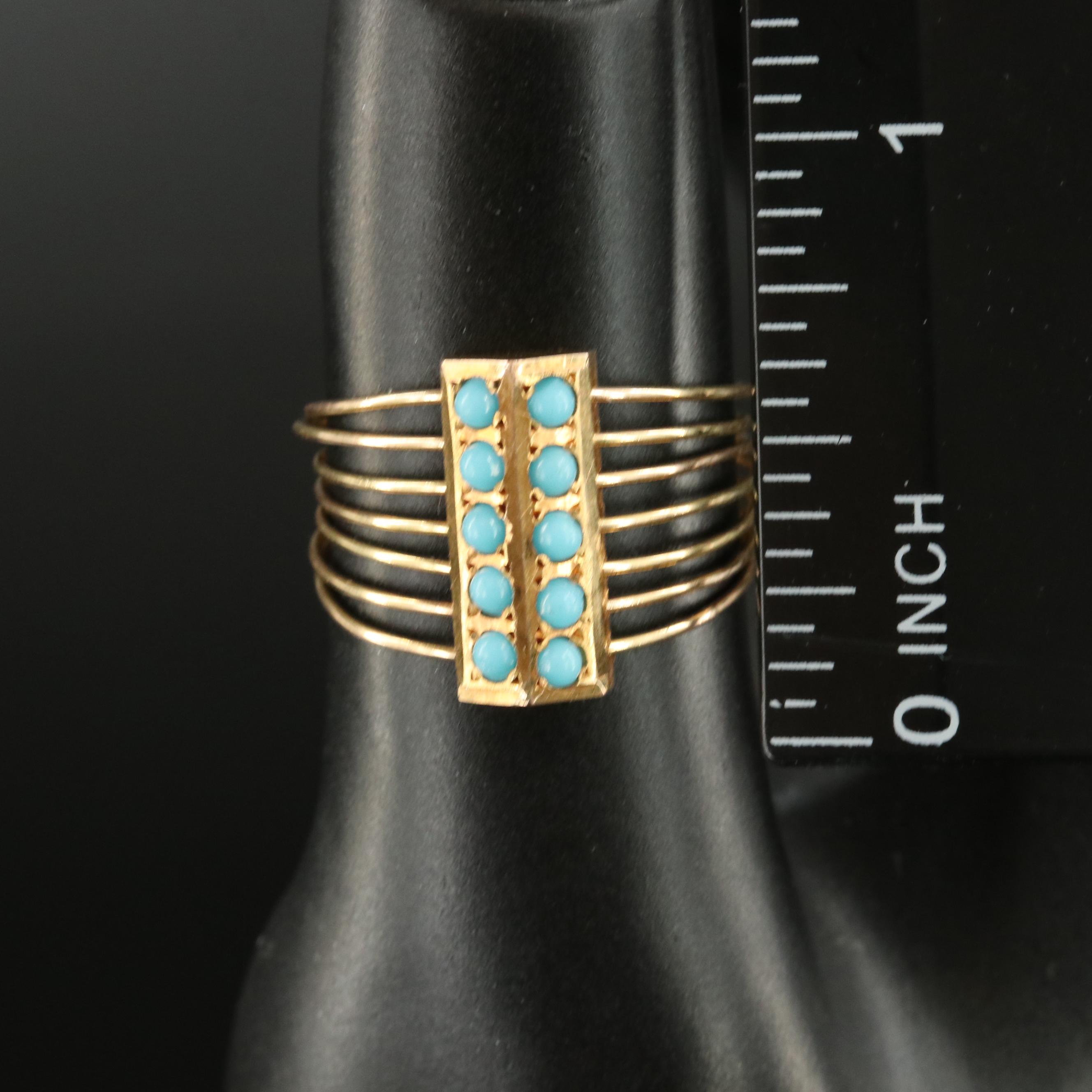 14K Faux Turquoise Seven Days Blessings Ring
