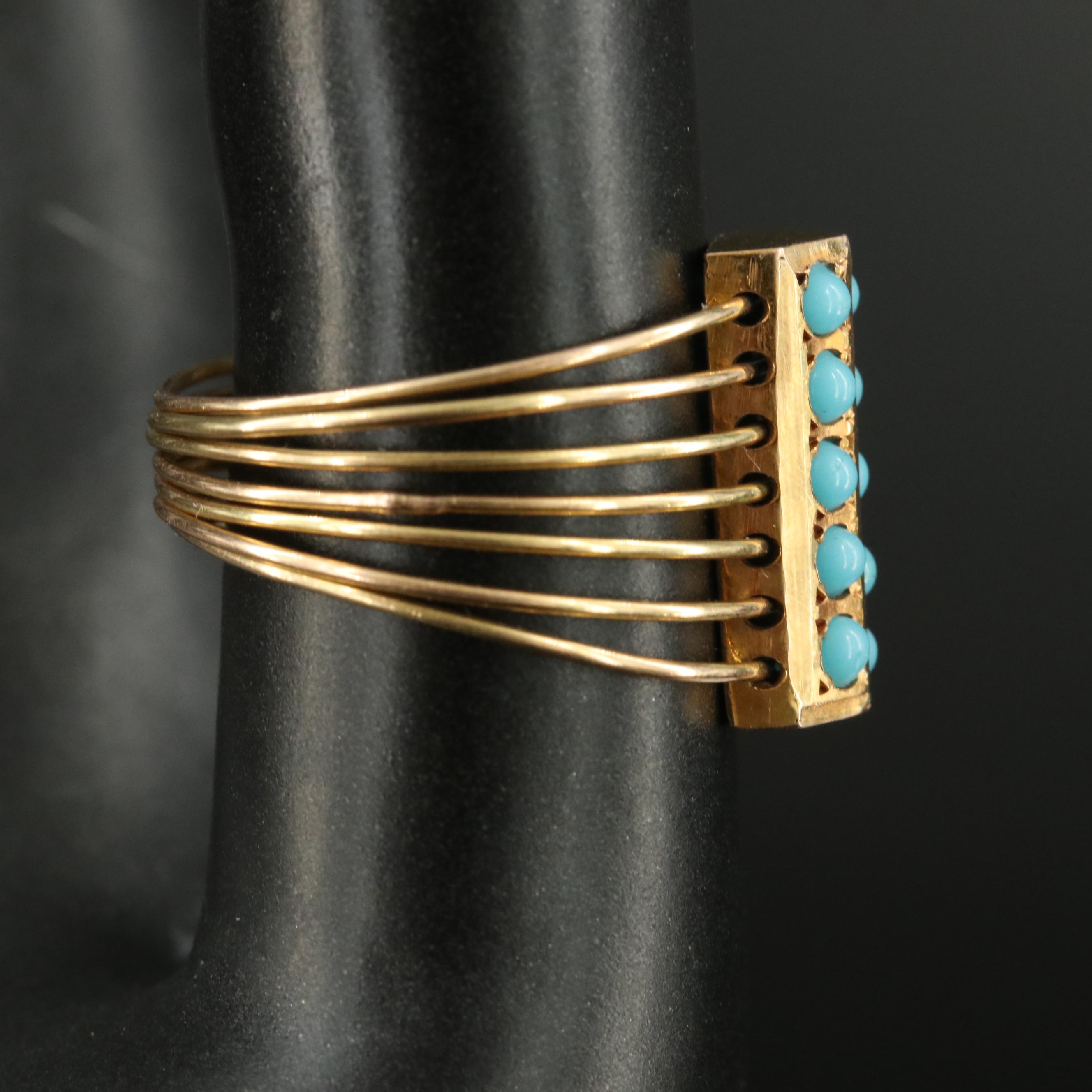 14K Faux Turquoise Seven Days Blessings Ring