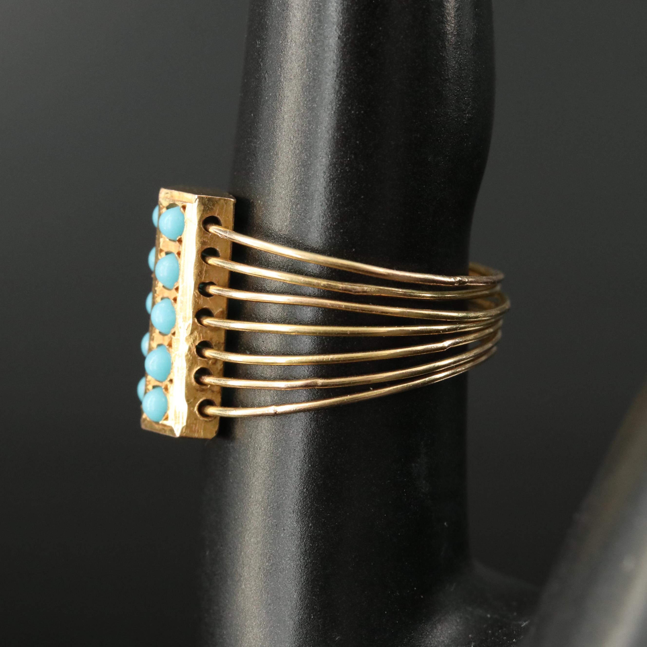 14K Faux Turquoise Seven Days Blessings Ring