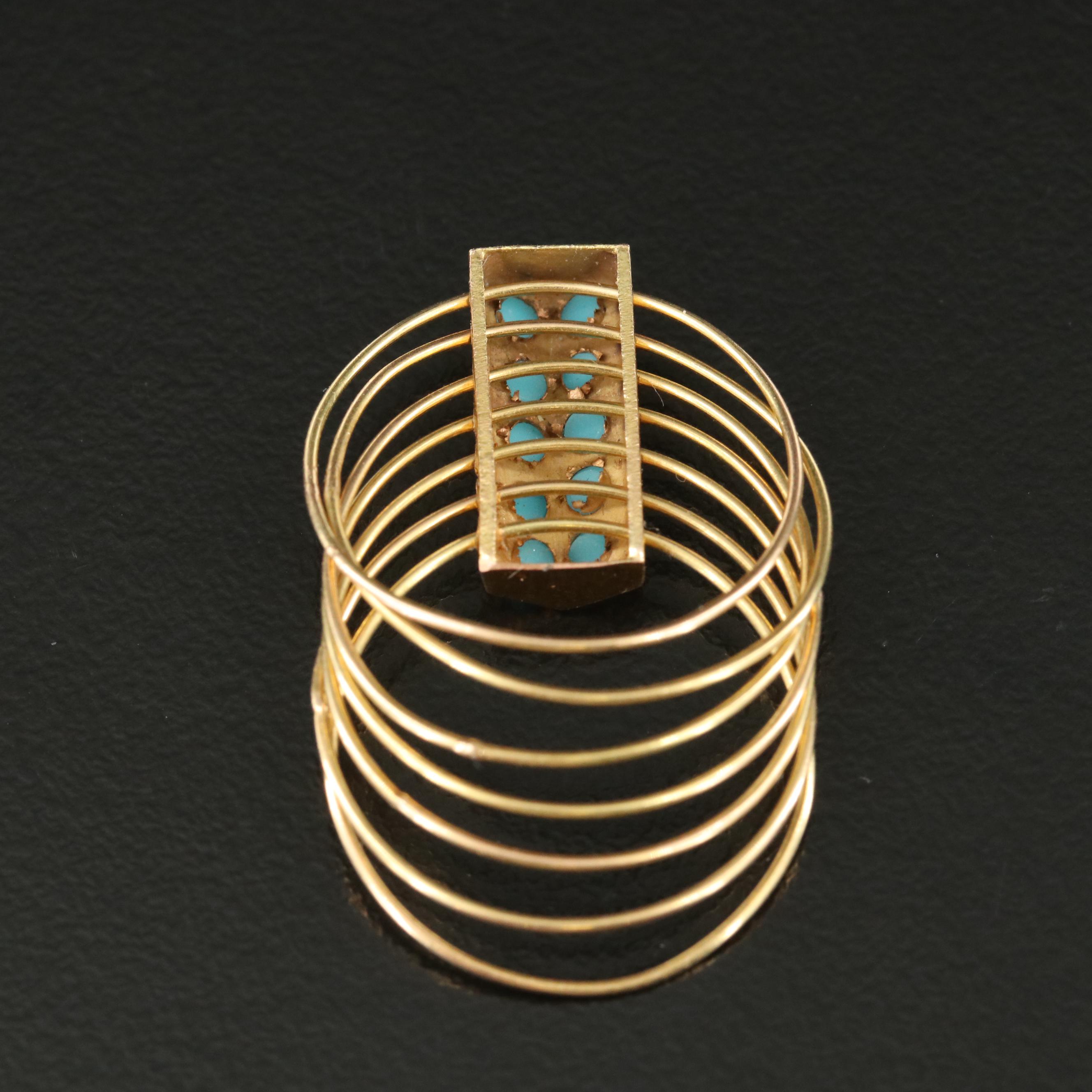 14K Faux Turquoise Seven Days Blessings Ring