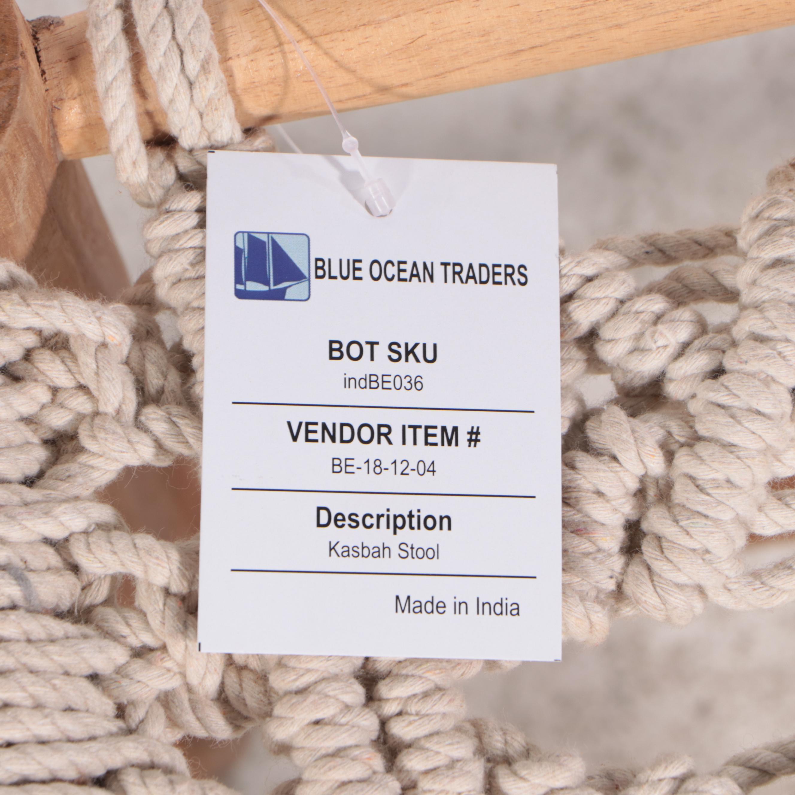 Indian Wood and Crochet Kasbah Stool