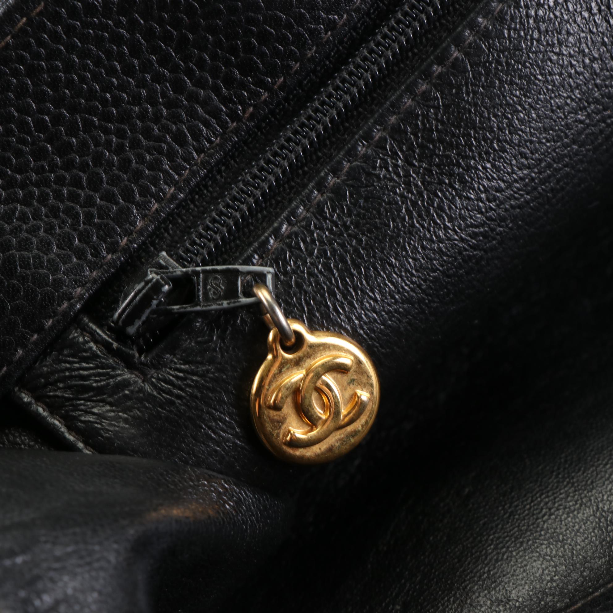 Chanel CC Large Tote Bag in Black Caviar Leather