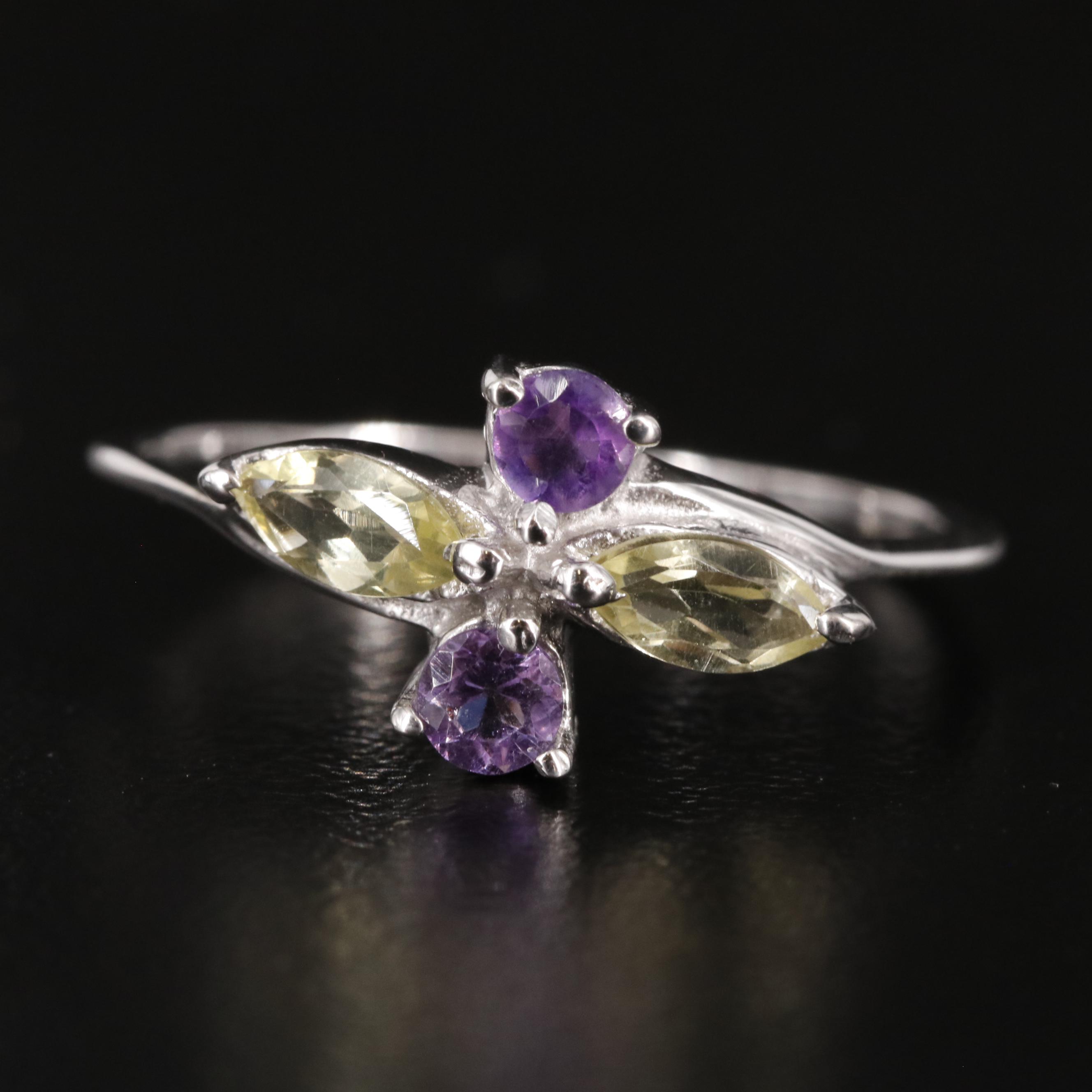 Sterling Citrine and Amethyst Ring