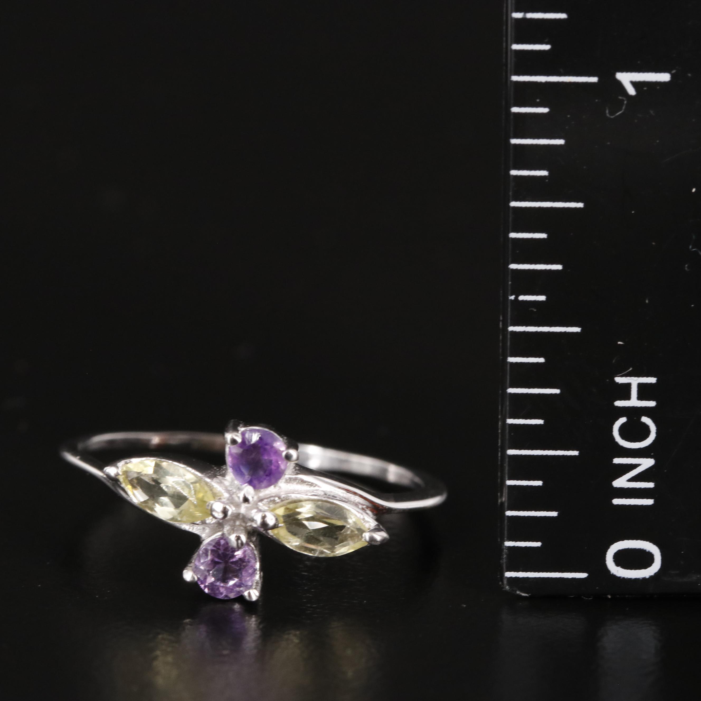 Sterling Citrine and Amethyst Ring