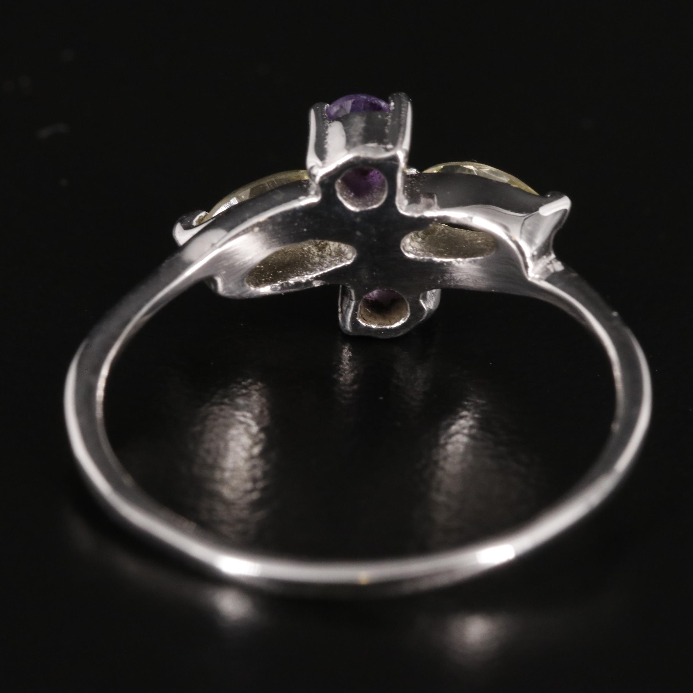 Sterling Citrine and Amethyst Ring