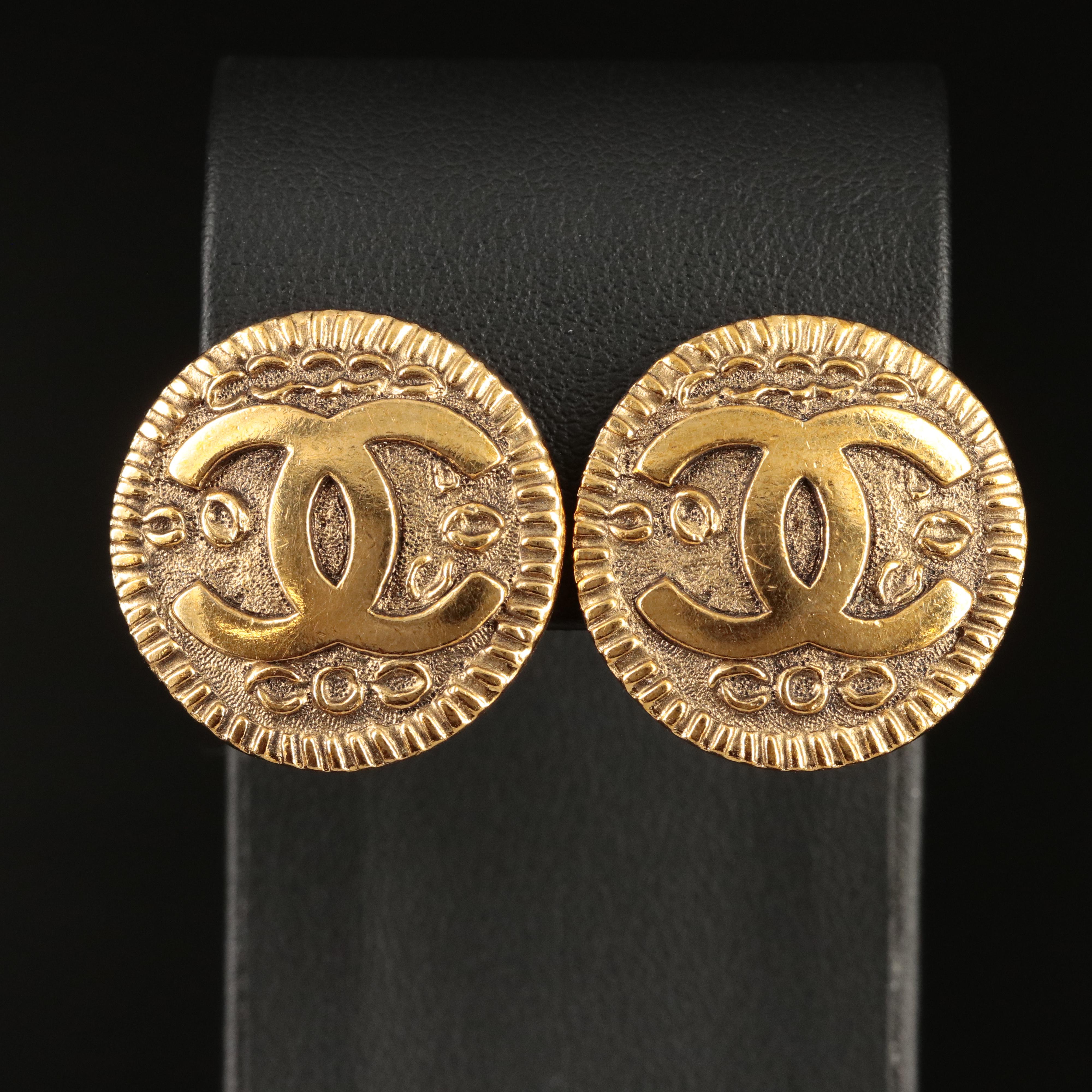 Chanel Logo Button Earrings