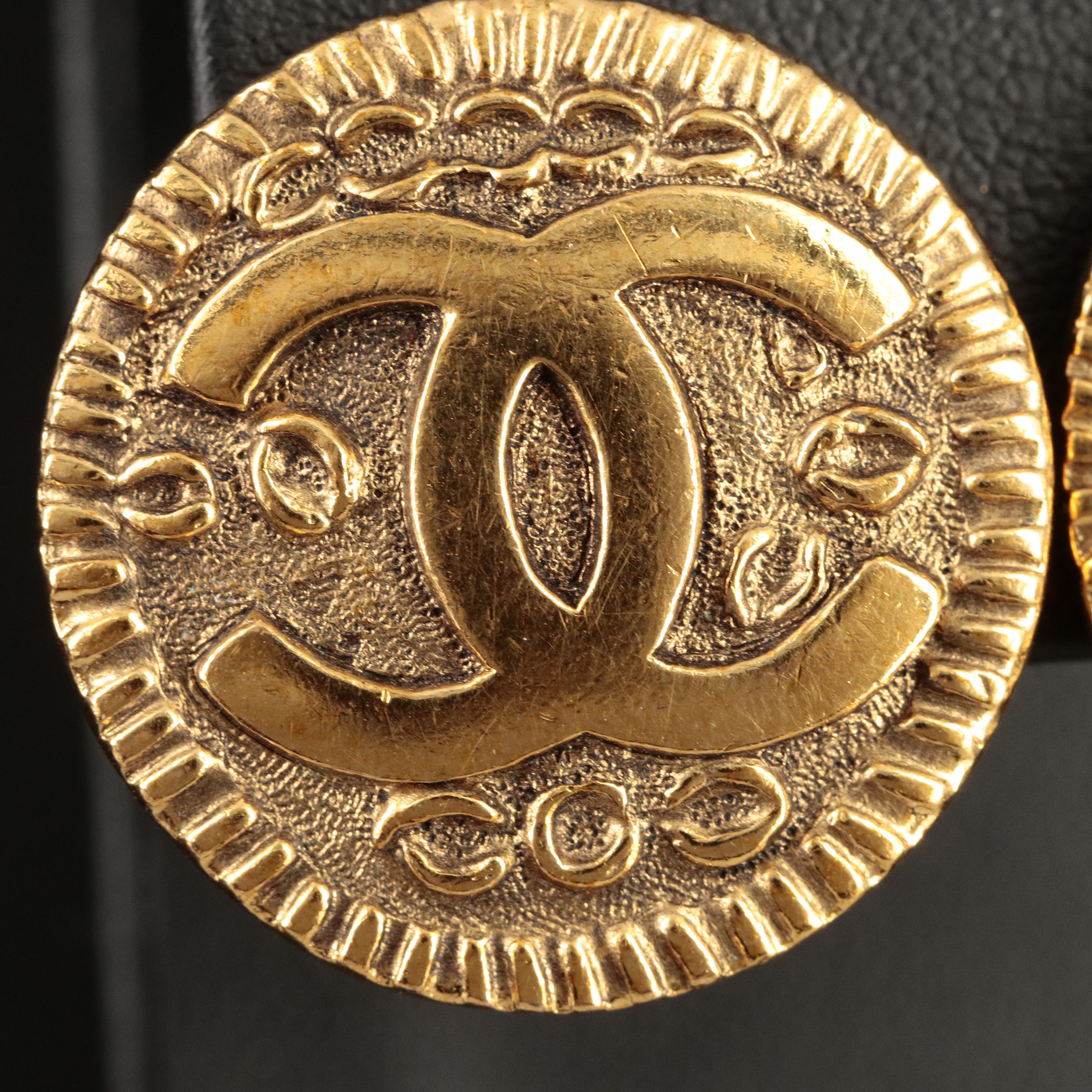 Chanel Logo Button Earrings