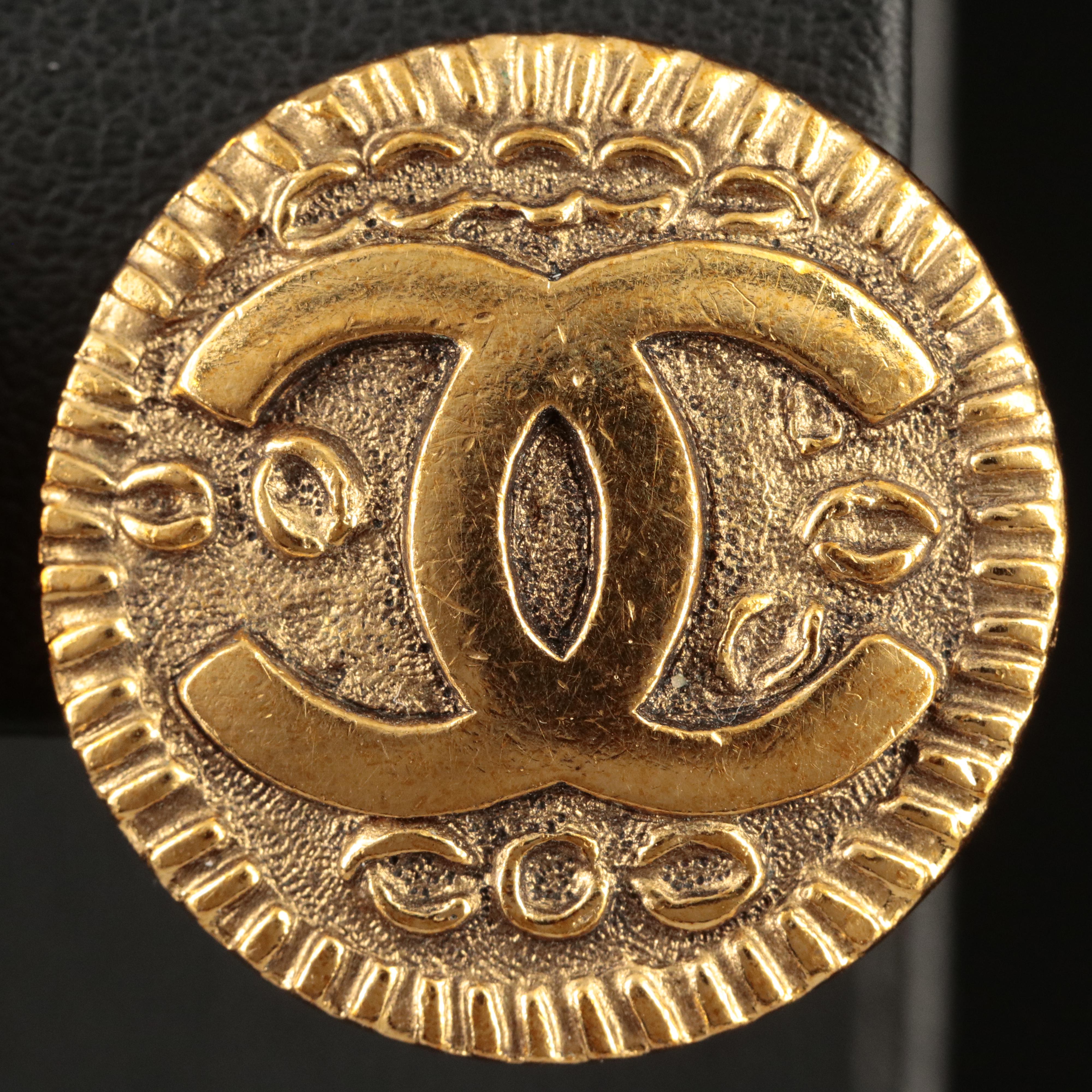 Chanel Logo Button Earrings