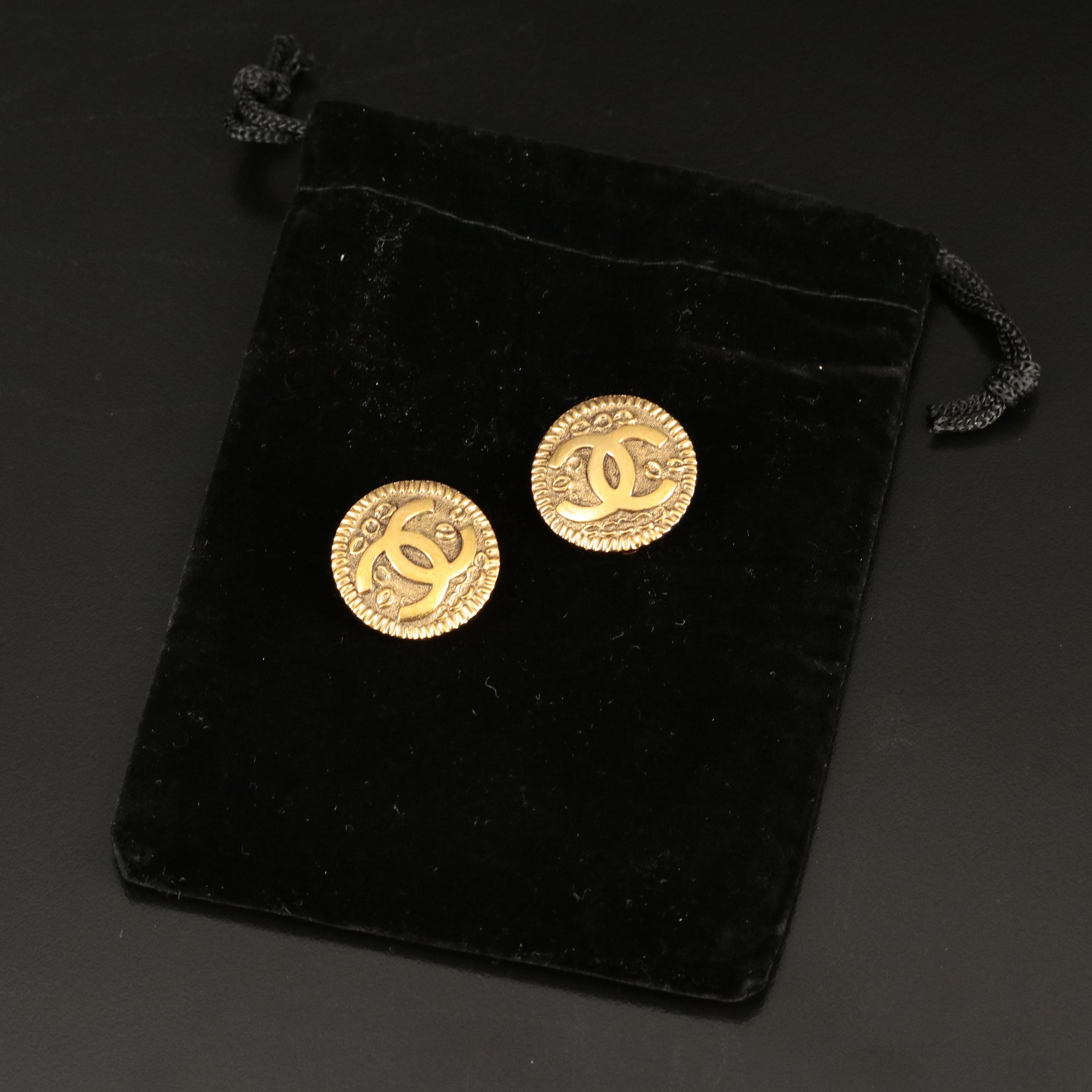Chanel Logo Button Earrings