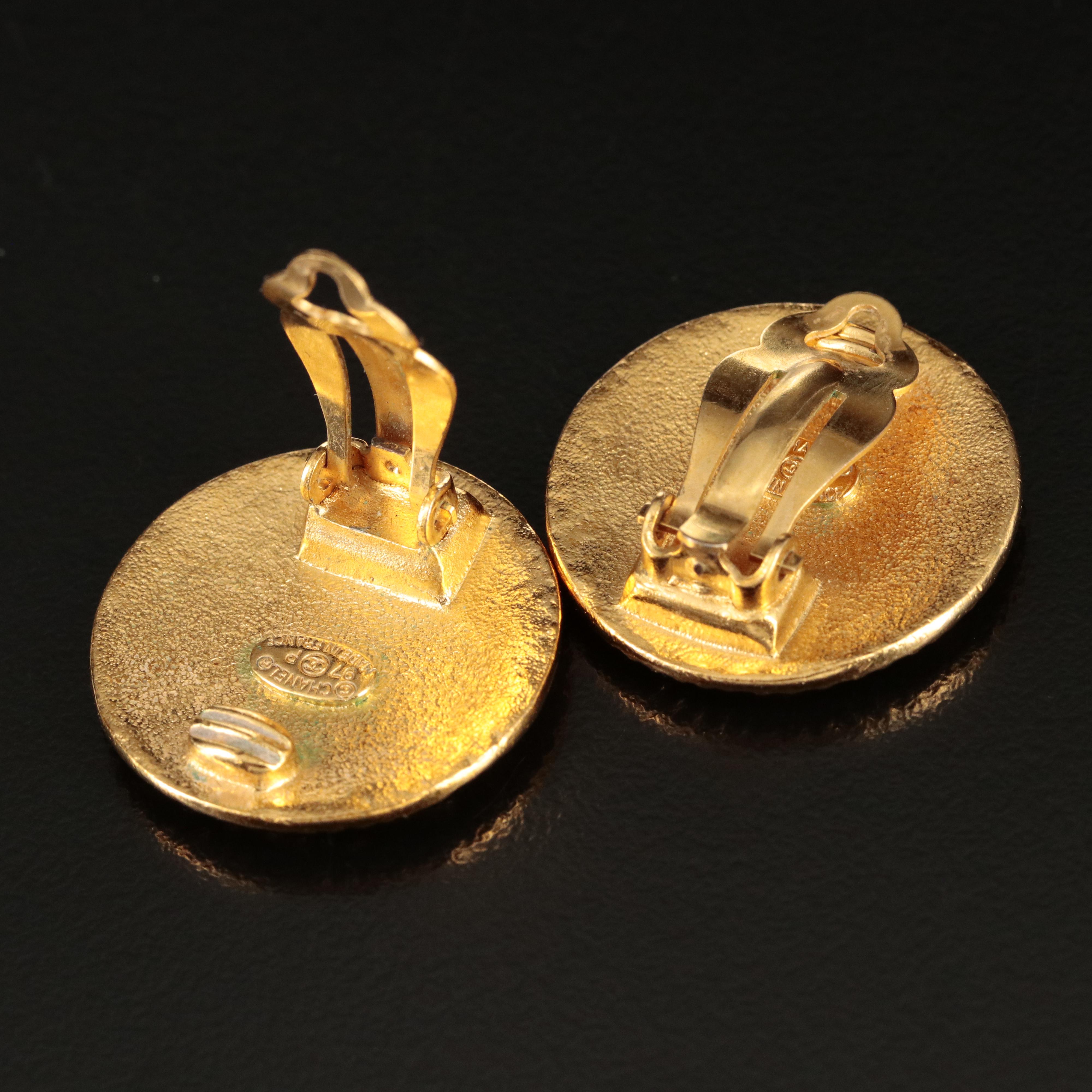 Chanel Logo Button Earrings