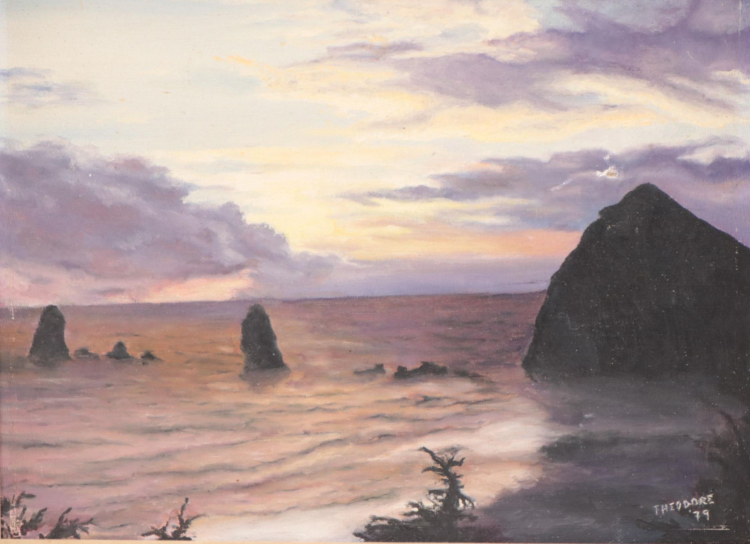 Oil Painting of Coastal Landscape, 1979