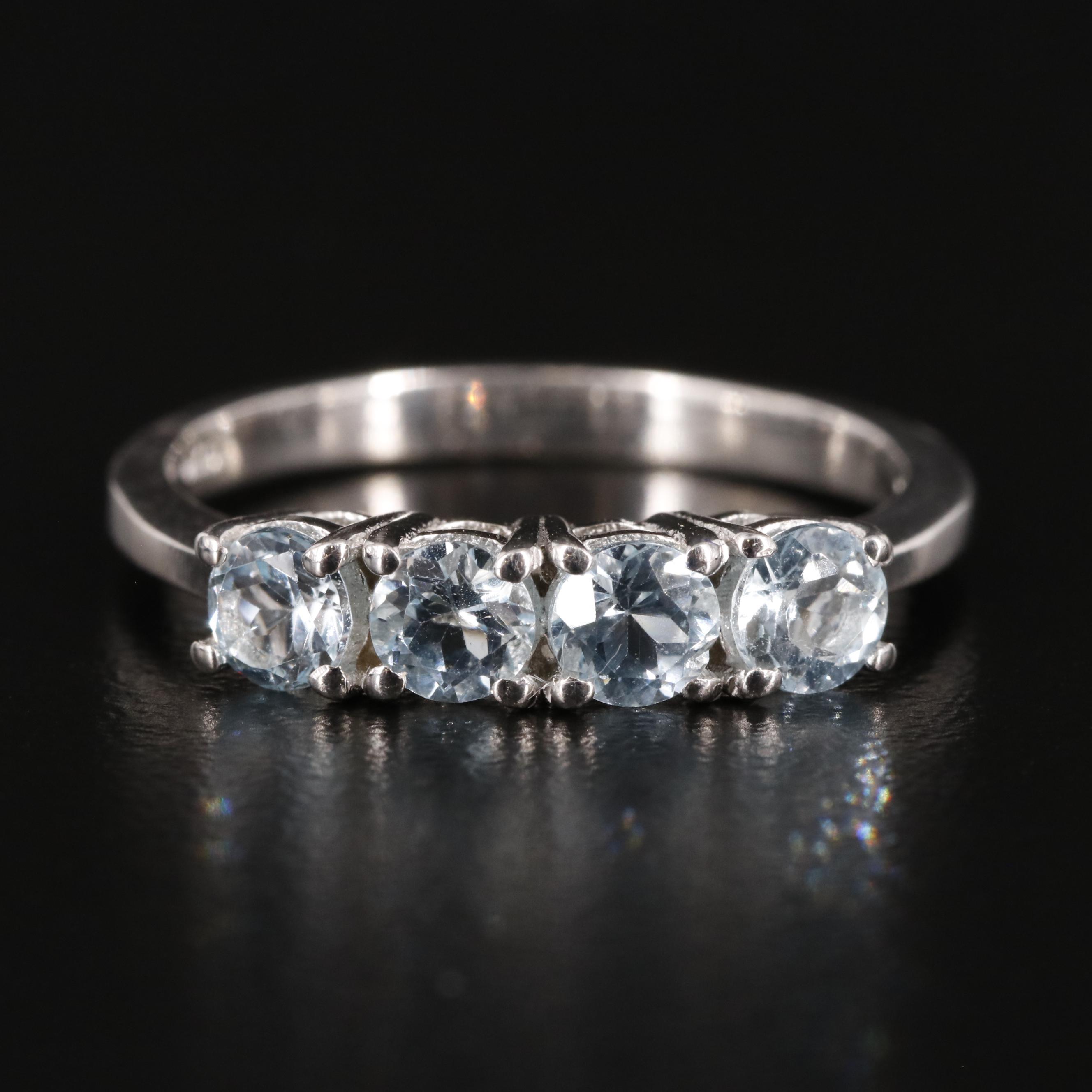 Sterling Blue Topaz Four Stone Ring