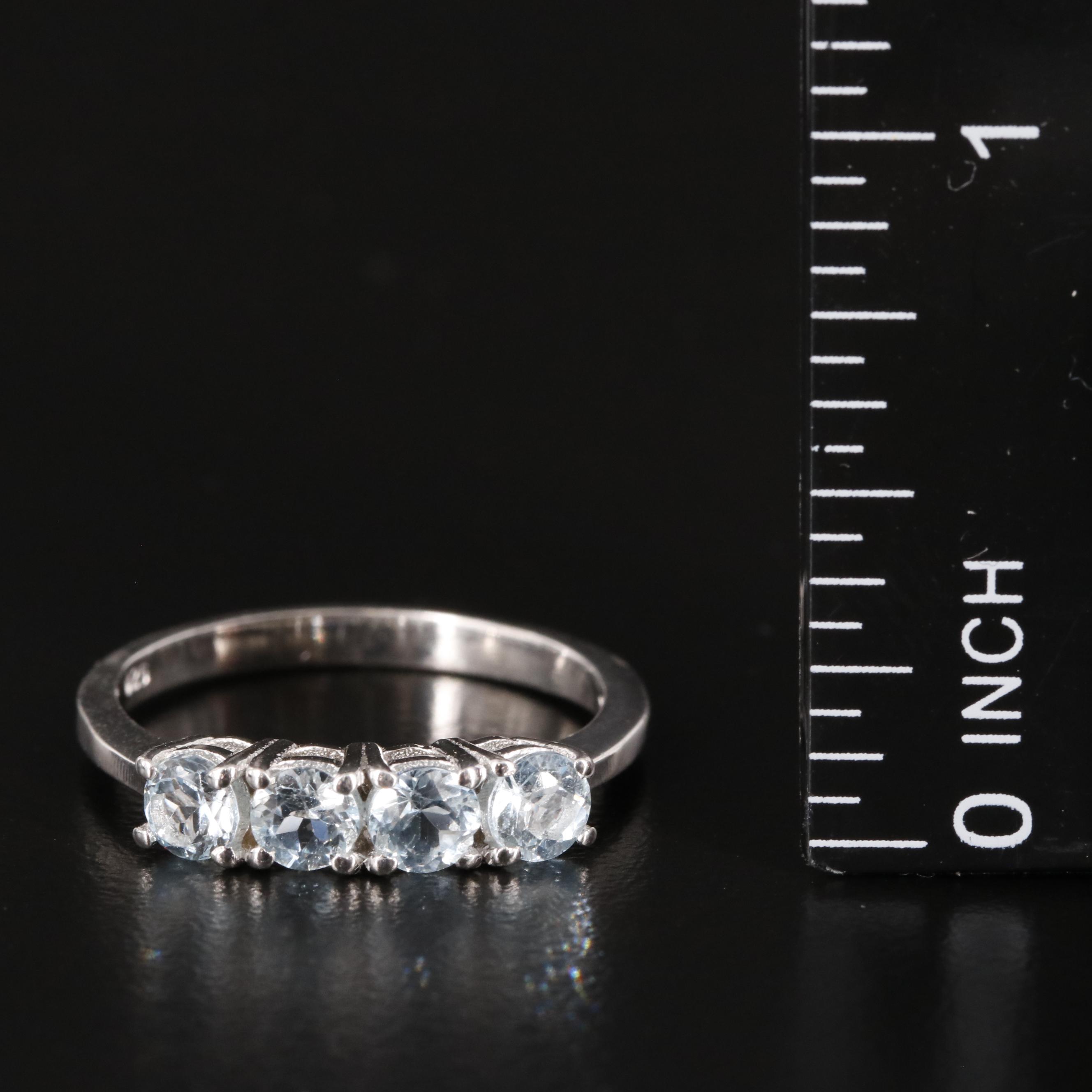 Sterling Blue Topaz Four Stone Ring