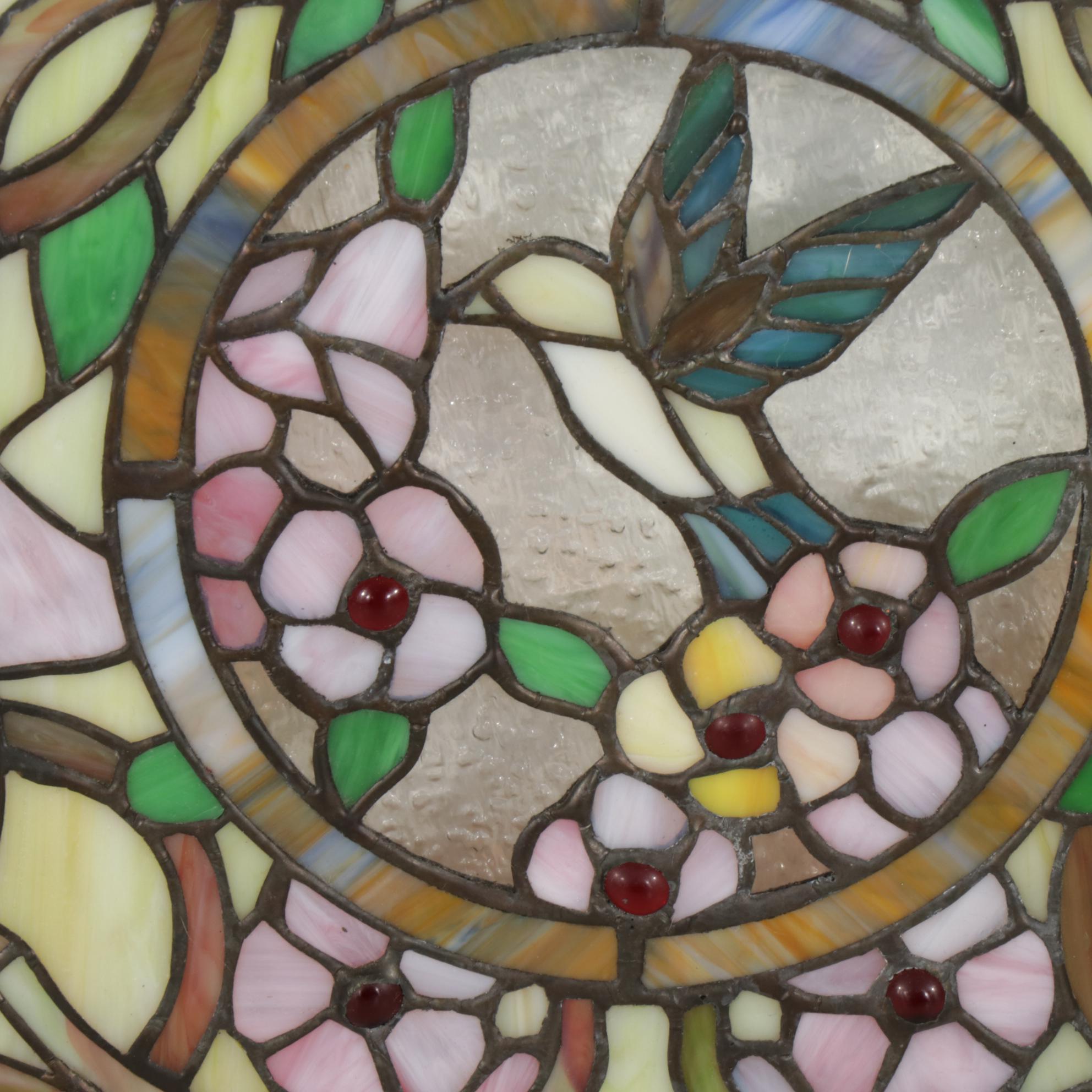 Framed Art Nouveau Style Stained Glass Window Panel
