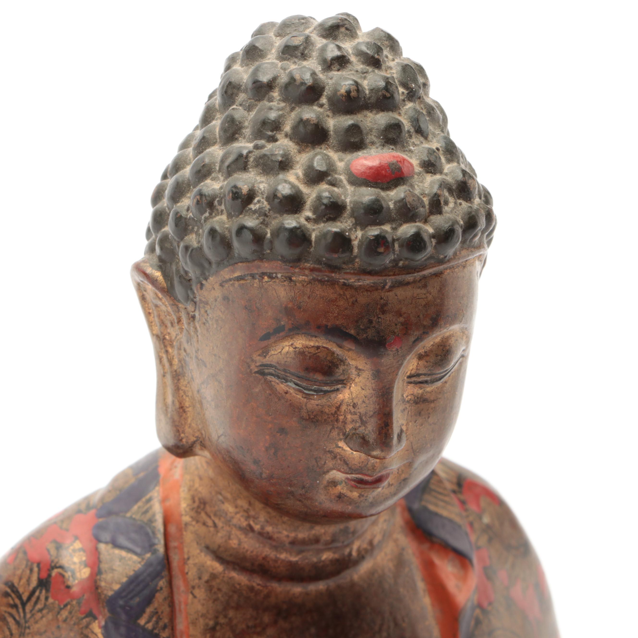 Japanese Gilt and Polychrome Bronze Buddha