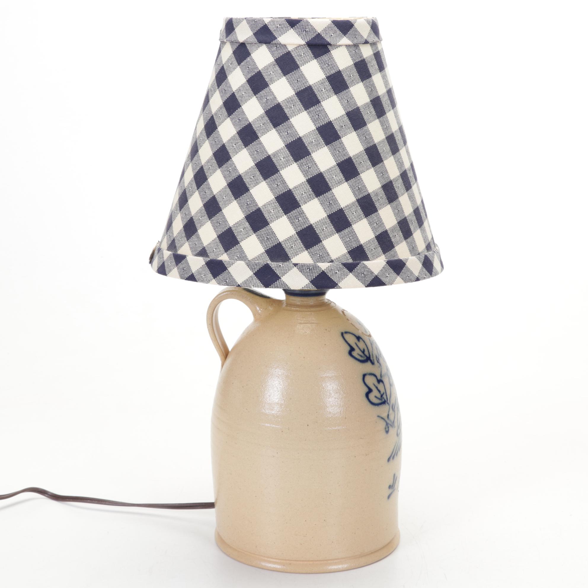 Salt O Thee Earth Pottery Salt-Glazed Lamp, Pitcher, and Honey Pot, 1990s