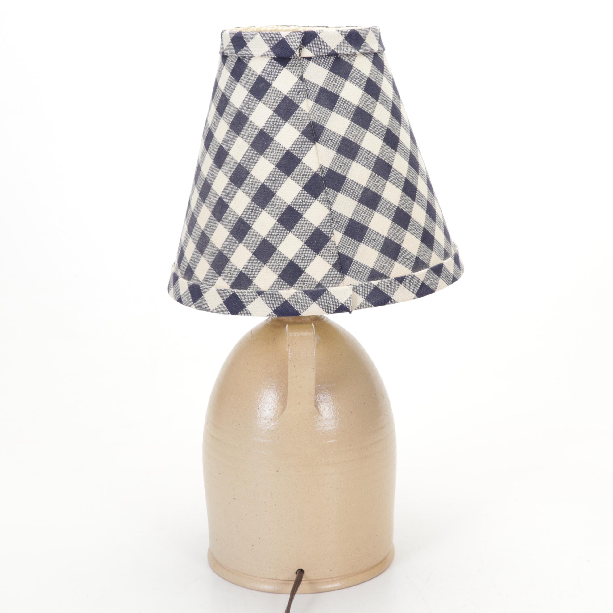 Salt O Thee Earth Pottery Salt-Glazed Lamp, Pitcher, and Honey Pot, 1990s