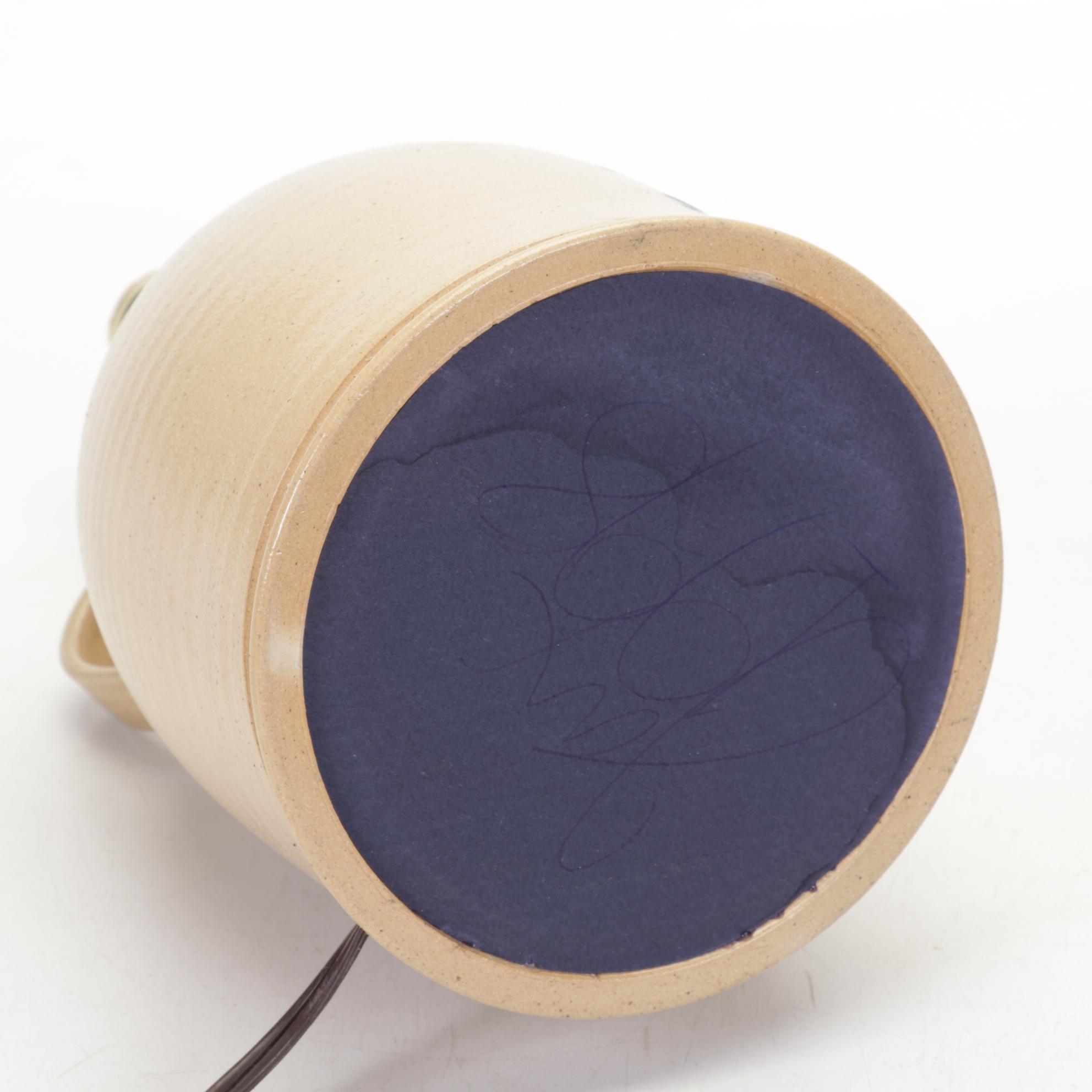 Salt O Thee Earth Pottery Salt-Glazed Lamp, Pitcher, and Honey Pot, 1990s