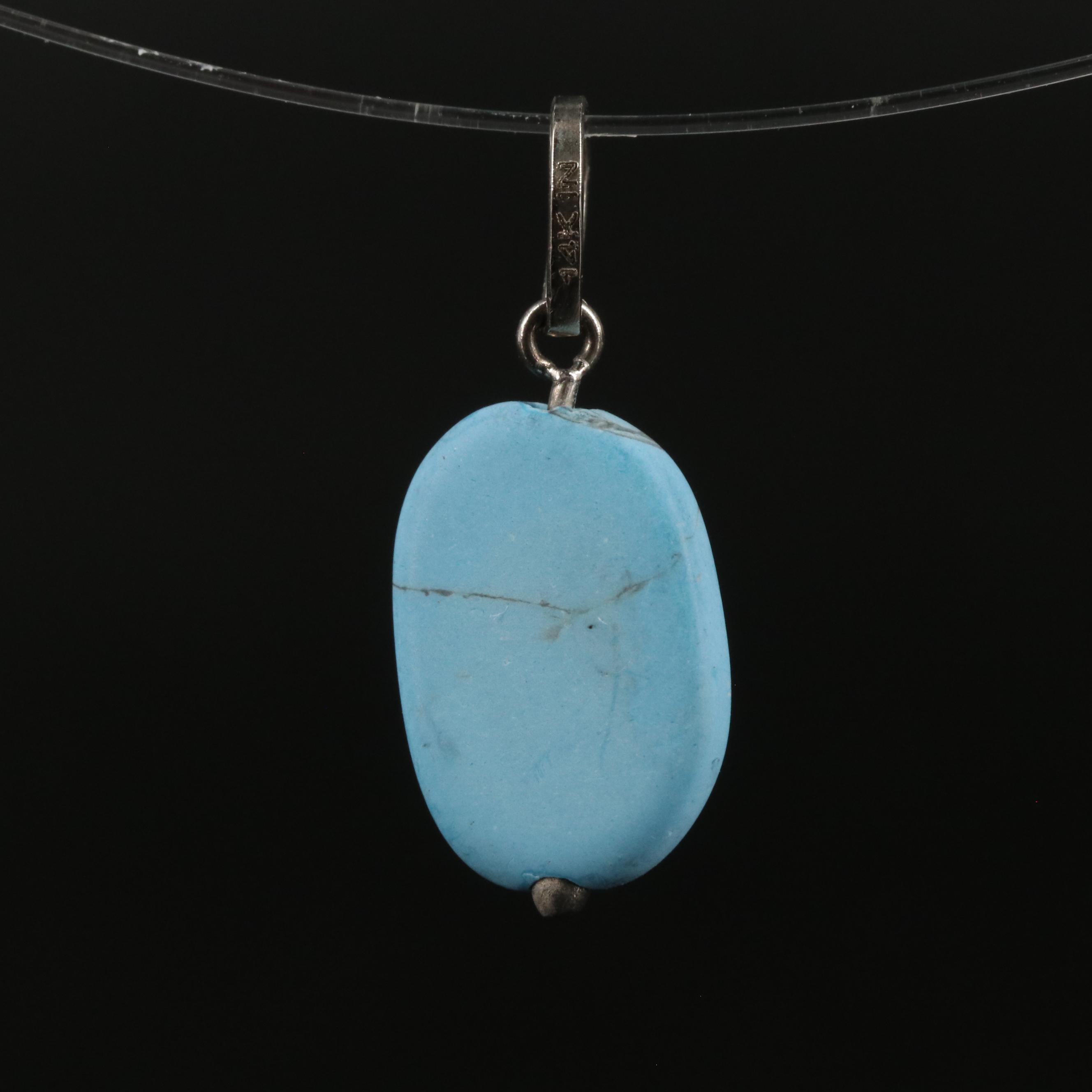 14K Faux Turquoise Pendant