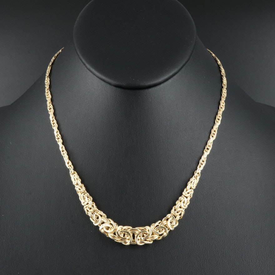 Italian 14K Byzantine Graduated Necklace