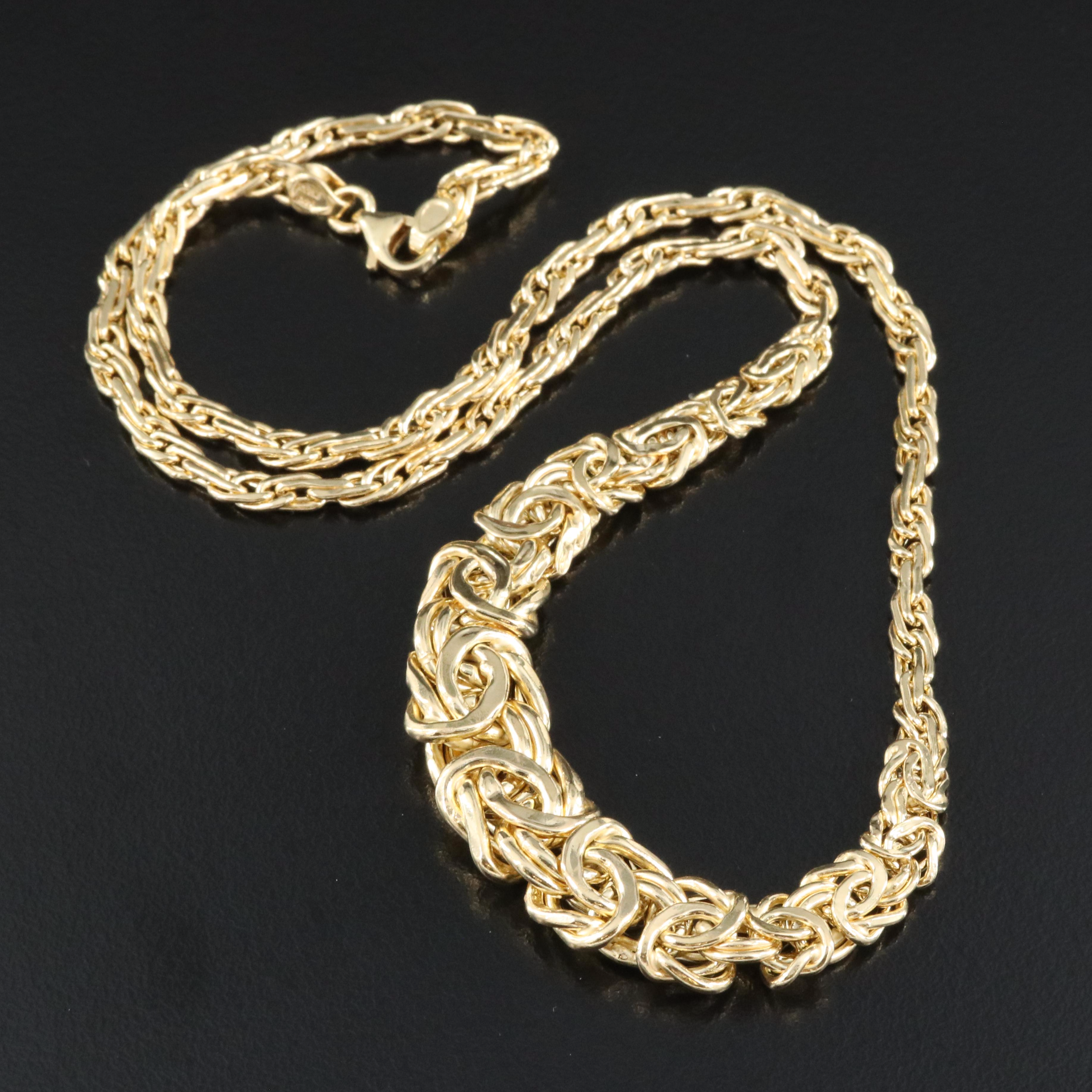 Italian 14K Byzantine Graduated Necklace