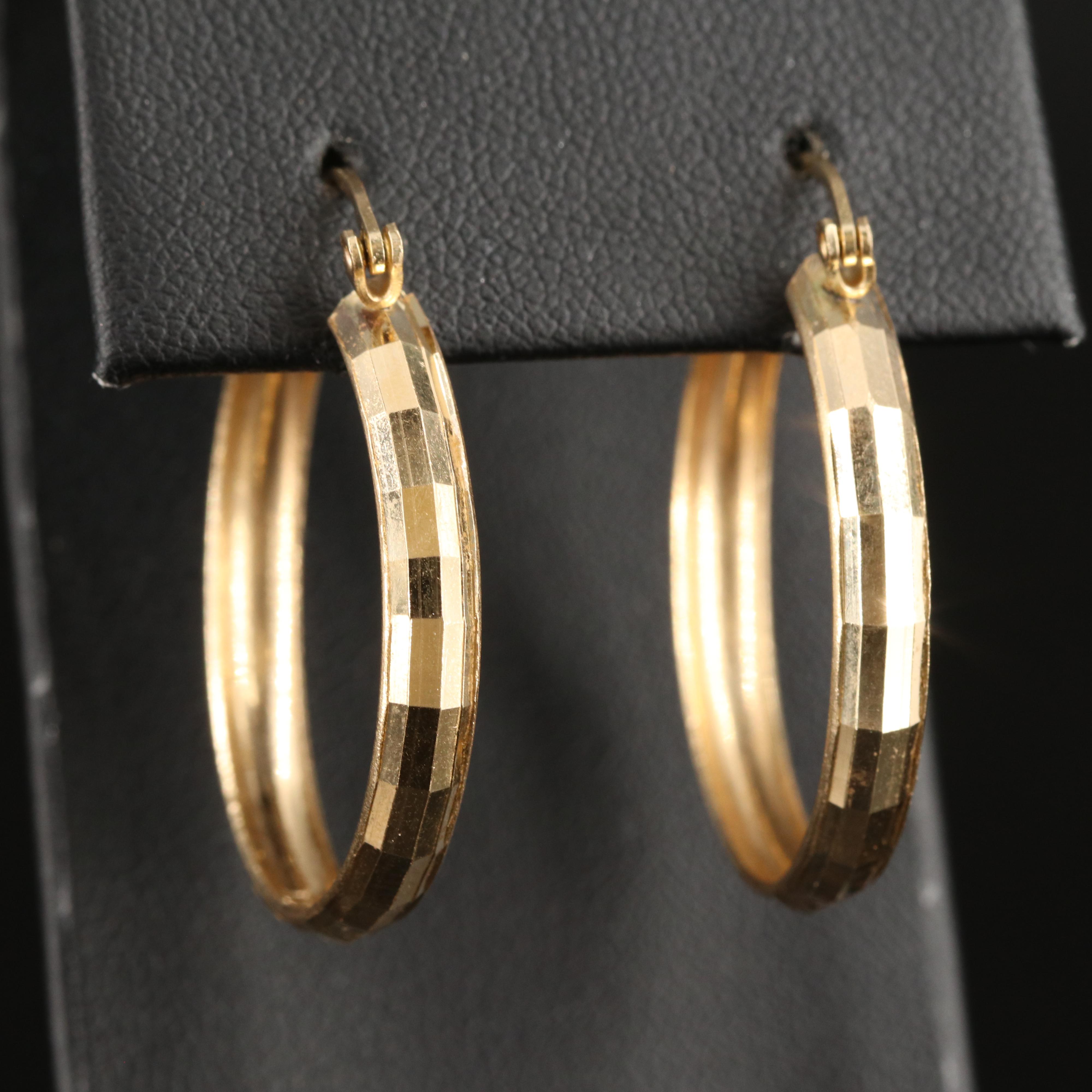14K Faceted Hoop Earrings