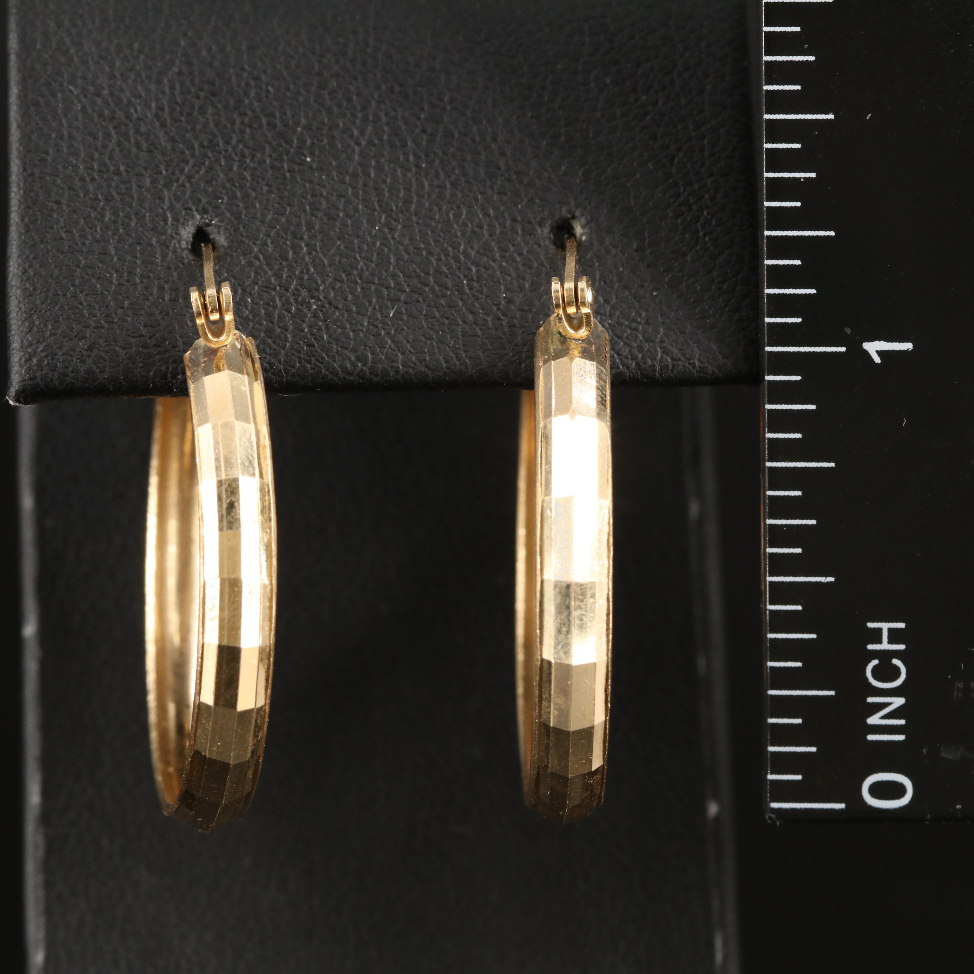 14K Faceted Hoop Earrings