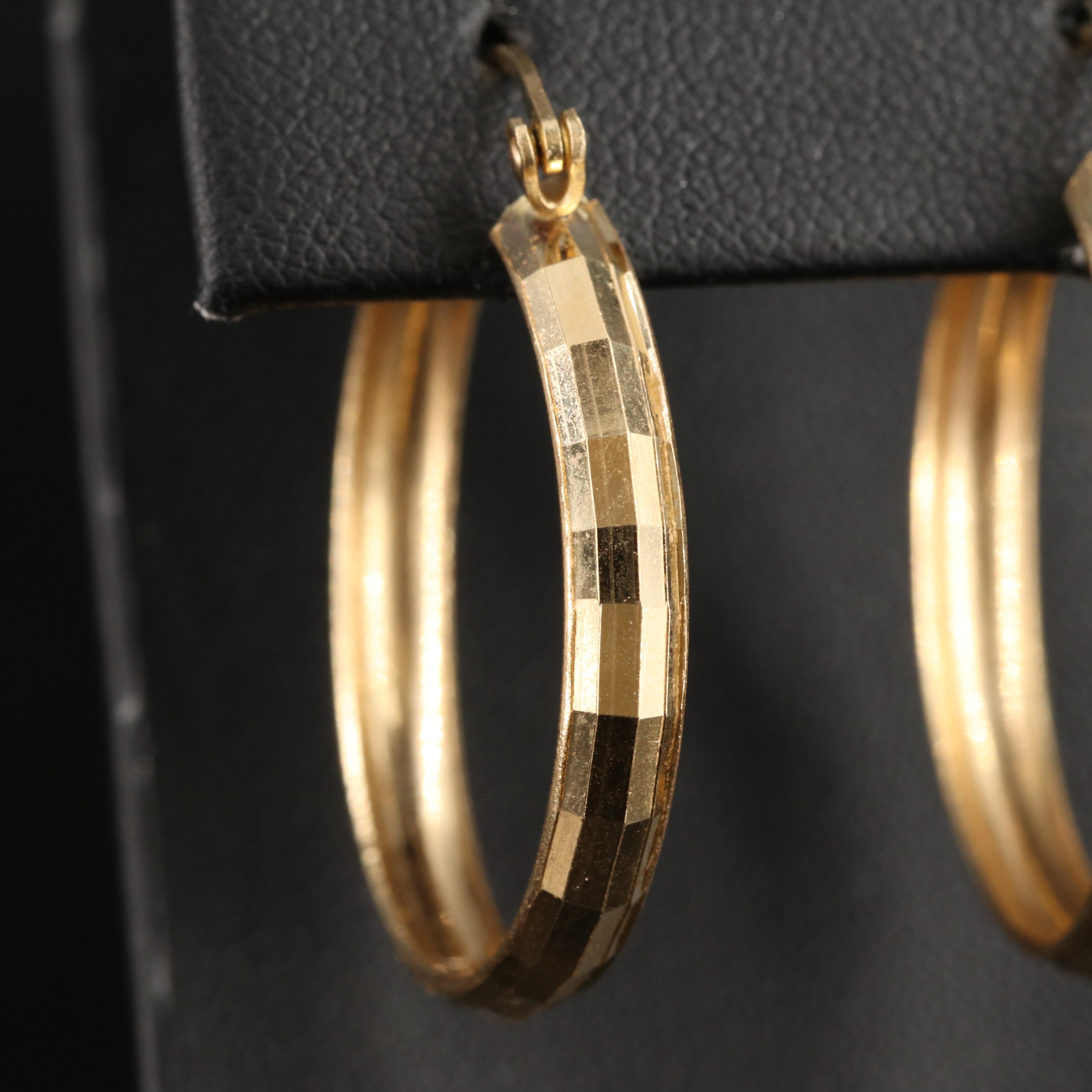 14K Faceted Hoop Earrings