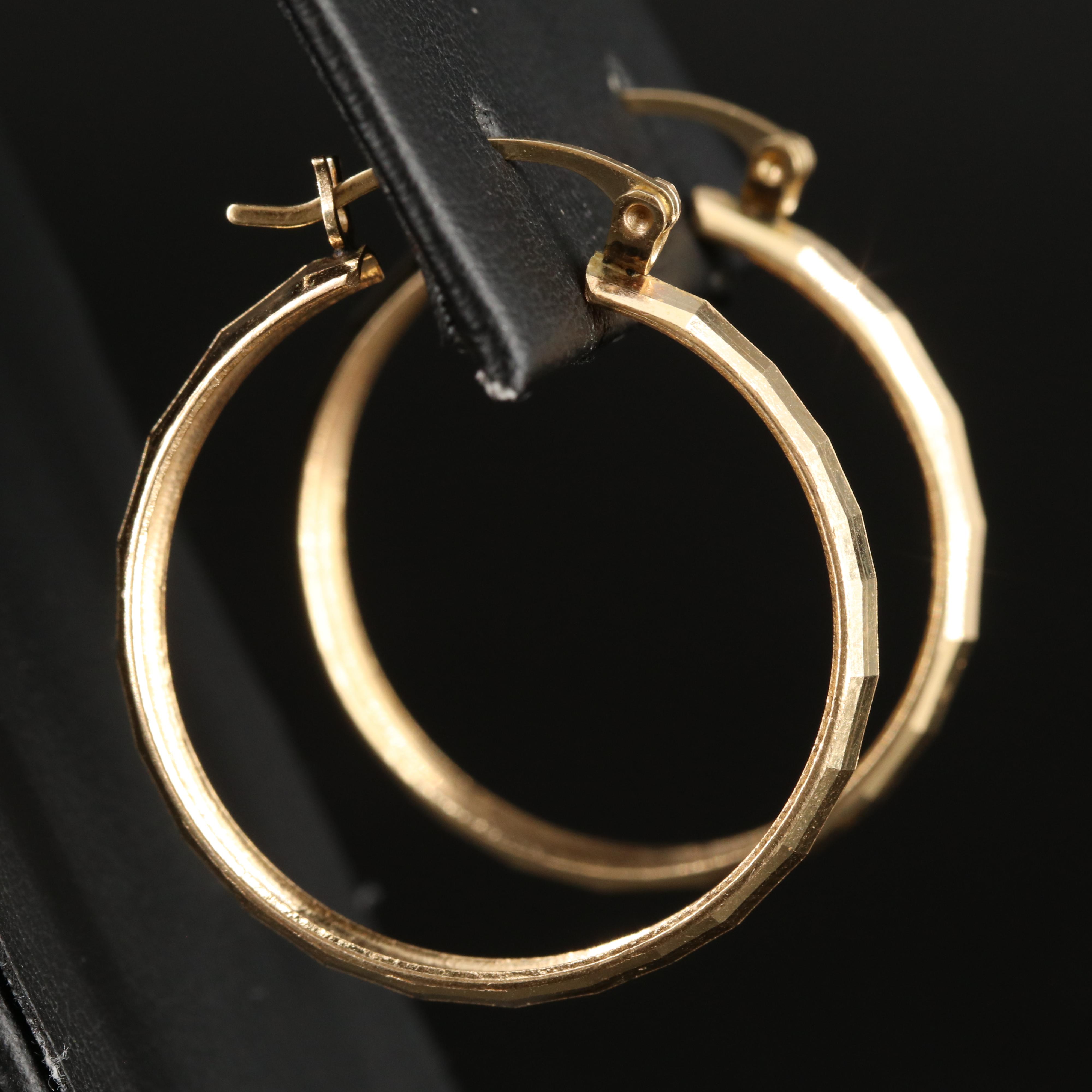 14K Faceted Hoop Earrings