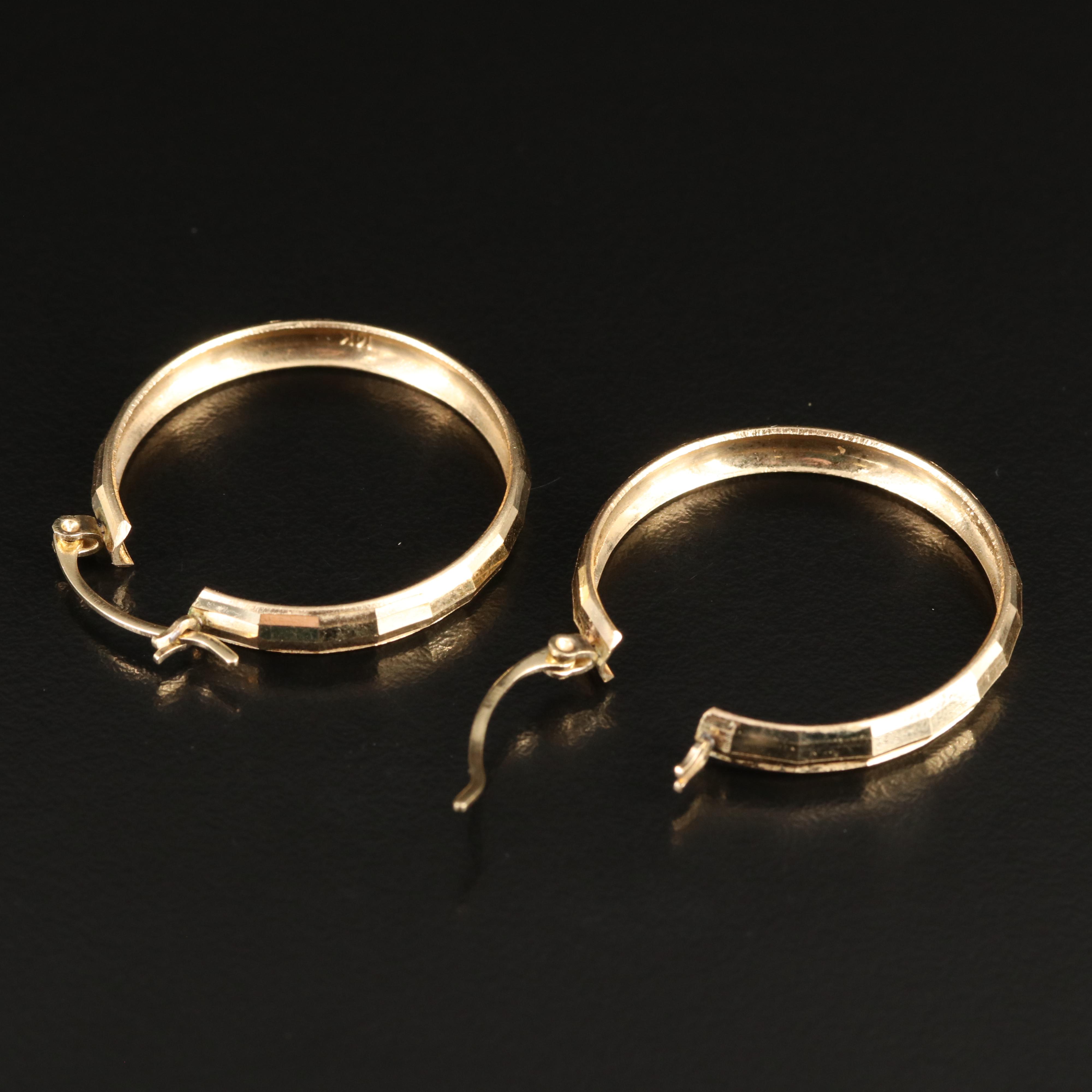14K Faceted Hoop Earrings