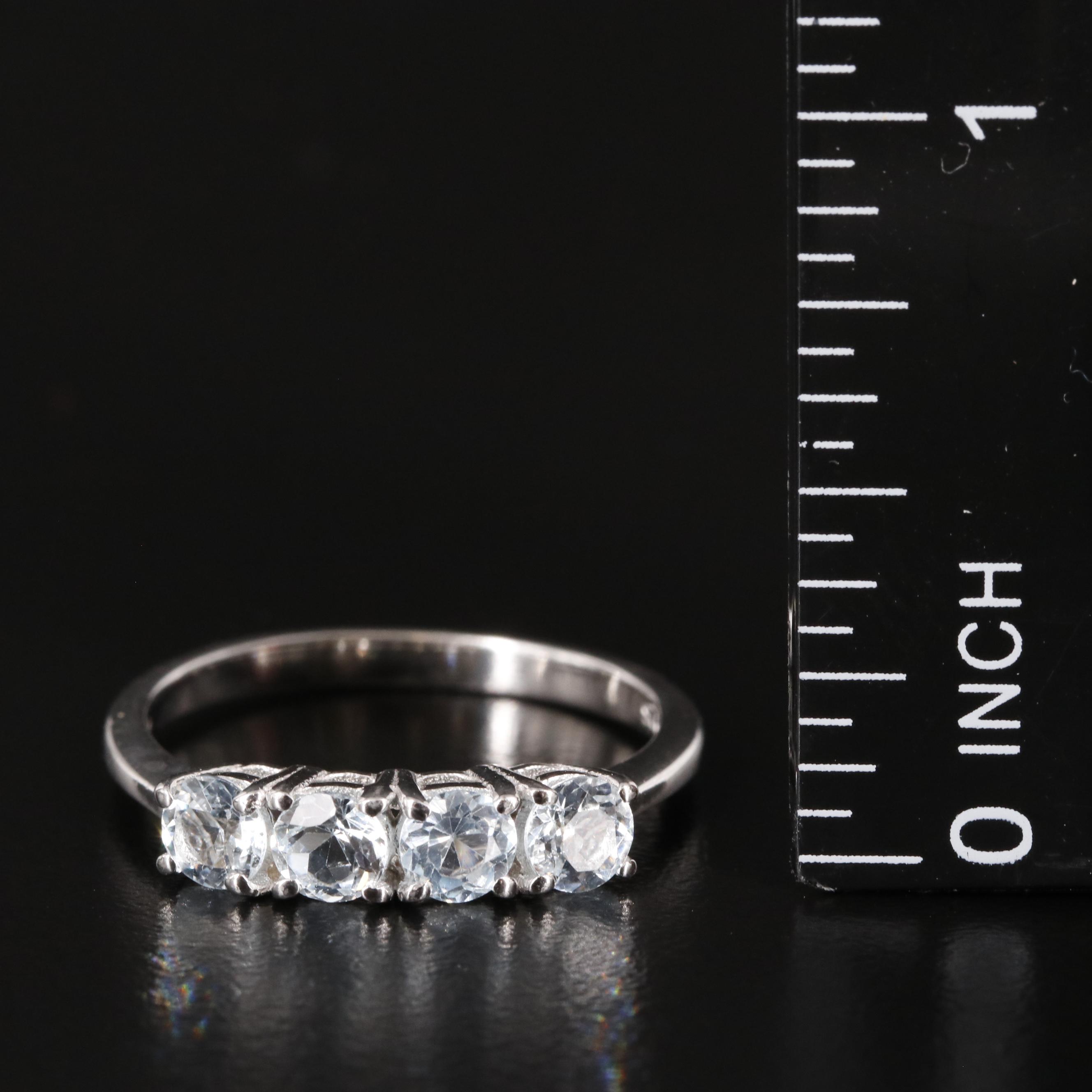 Sterling Blue Topaz Four Stone Ring