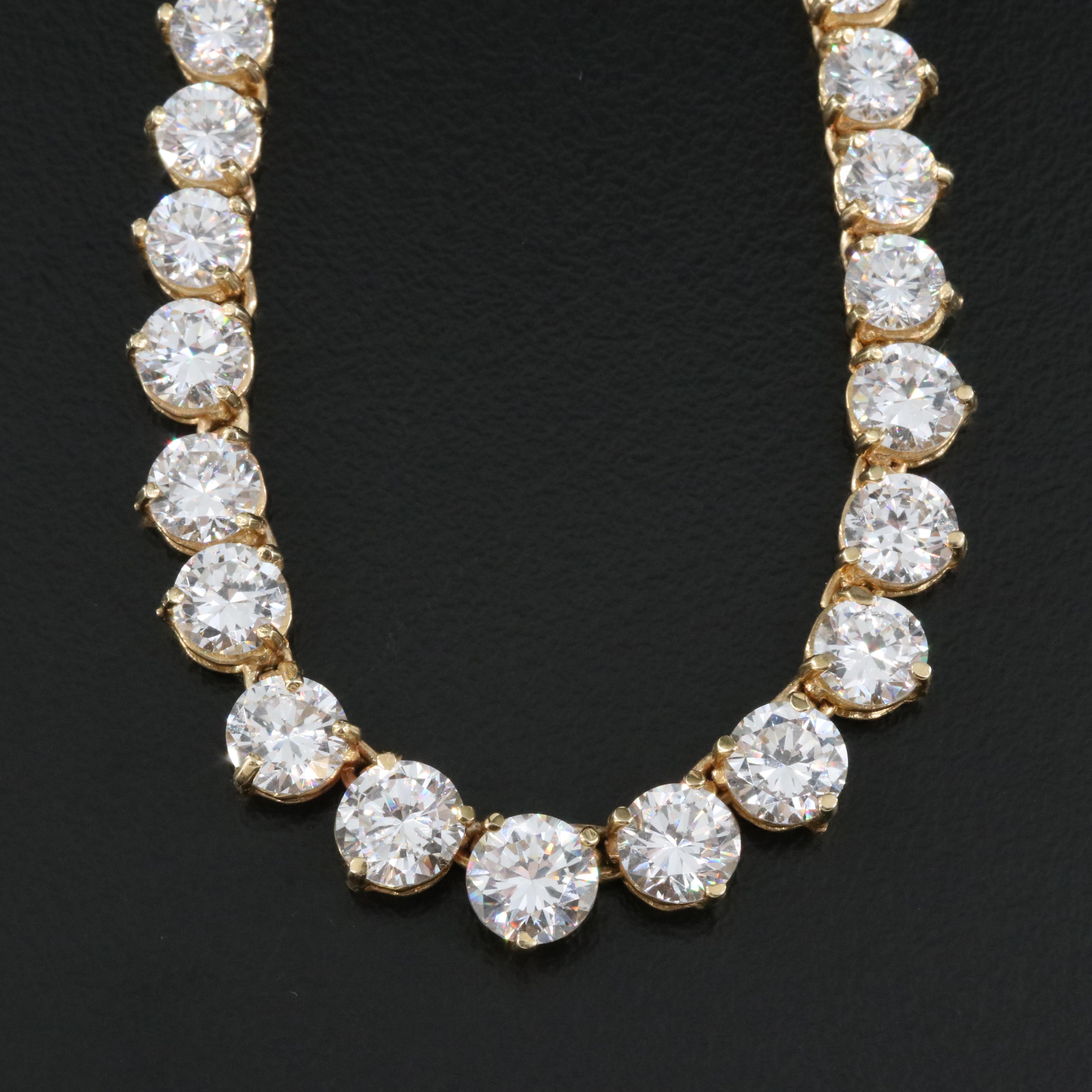 14K Cubic Zirconia Graduated Line Necklace