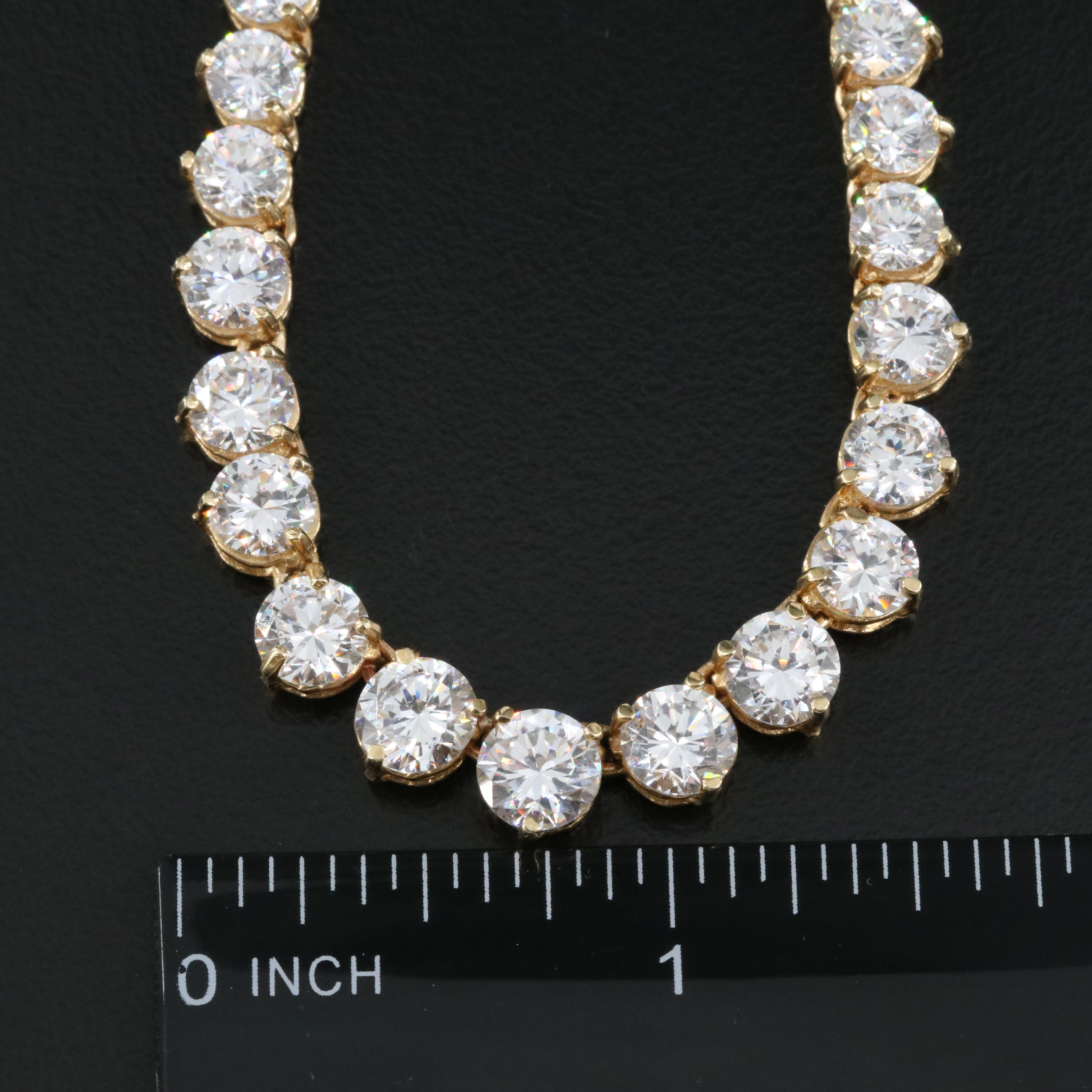 14K Cubic Zirconia Graduated Line Necklace