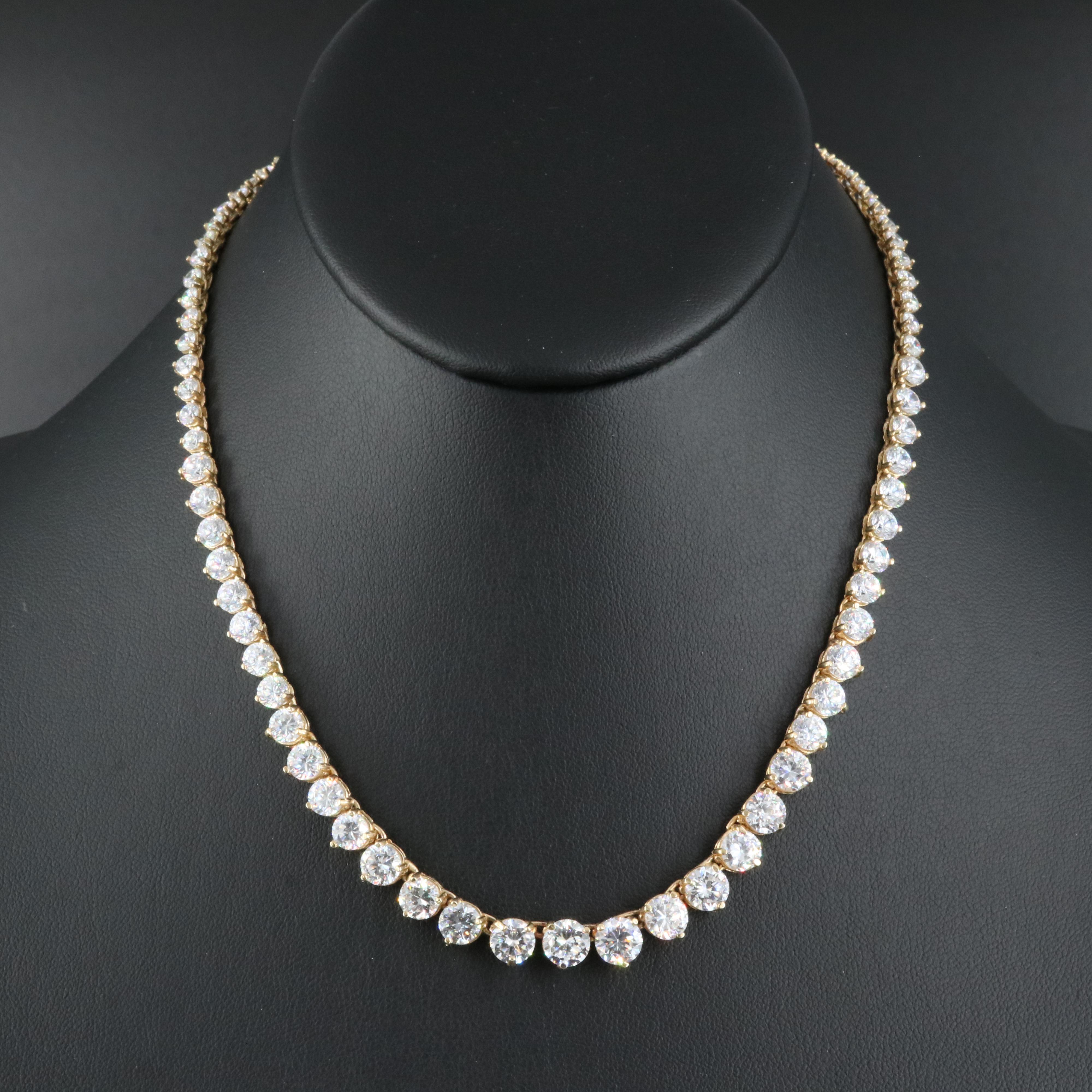 14K Cubic Zirconia Graduated Line Necklace