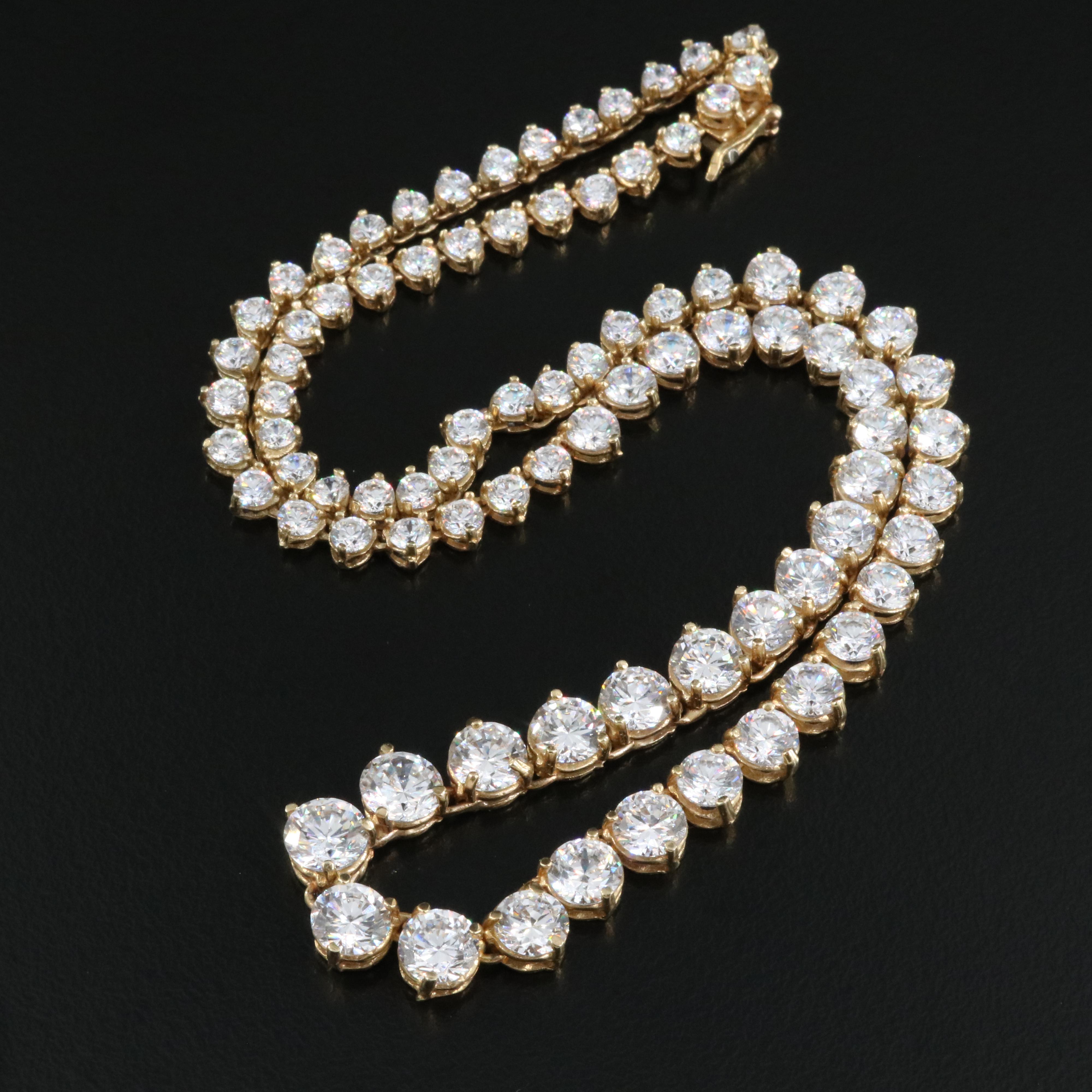 14K Cubic Zirconia Graduated Line Necklace