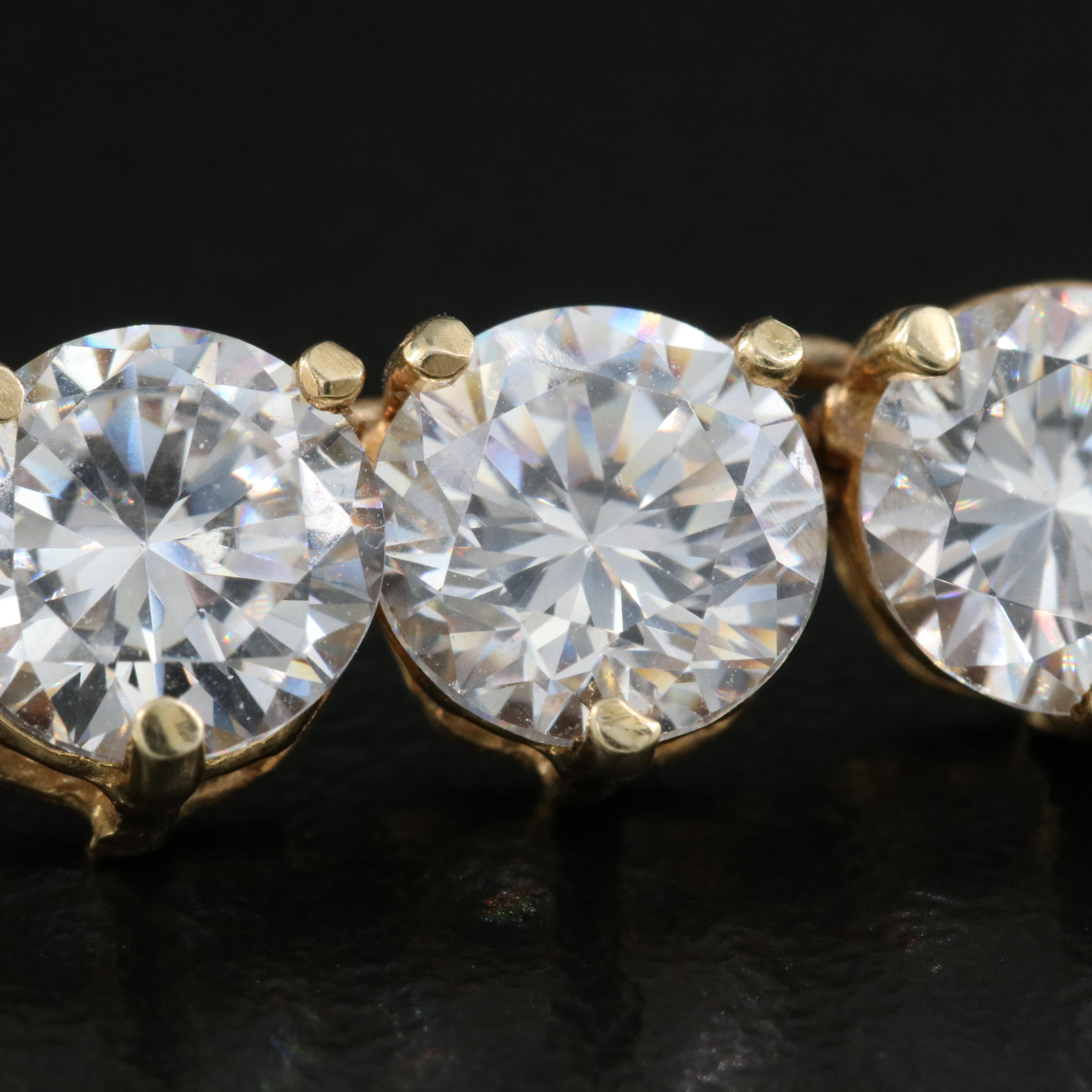 14K Cubic Zirconia Graduated Line Necklace