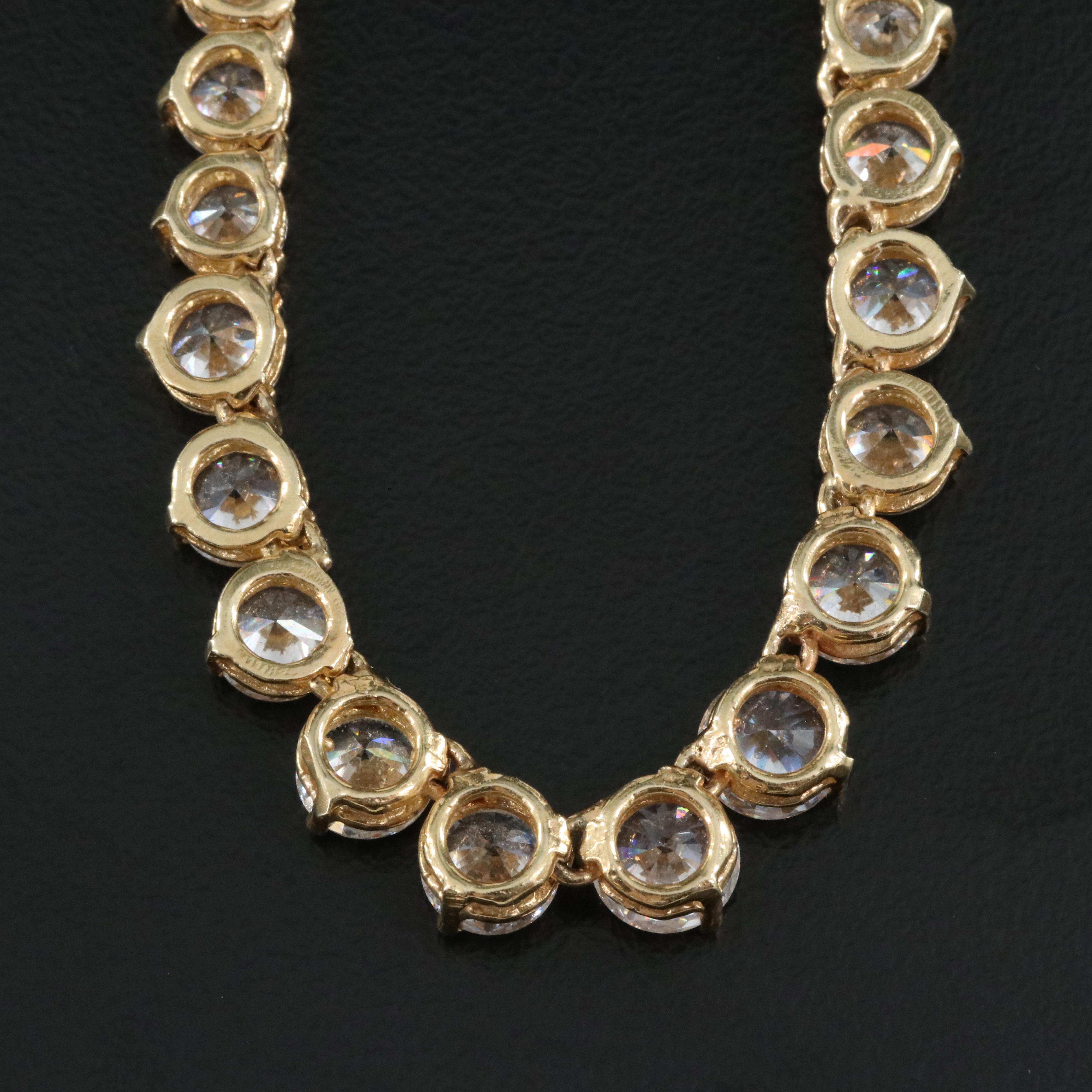 14K Cubic Zirconia Graduated Line Necklace