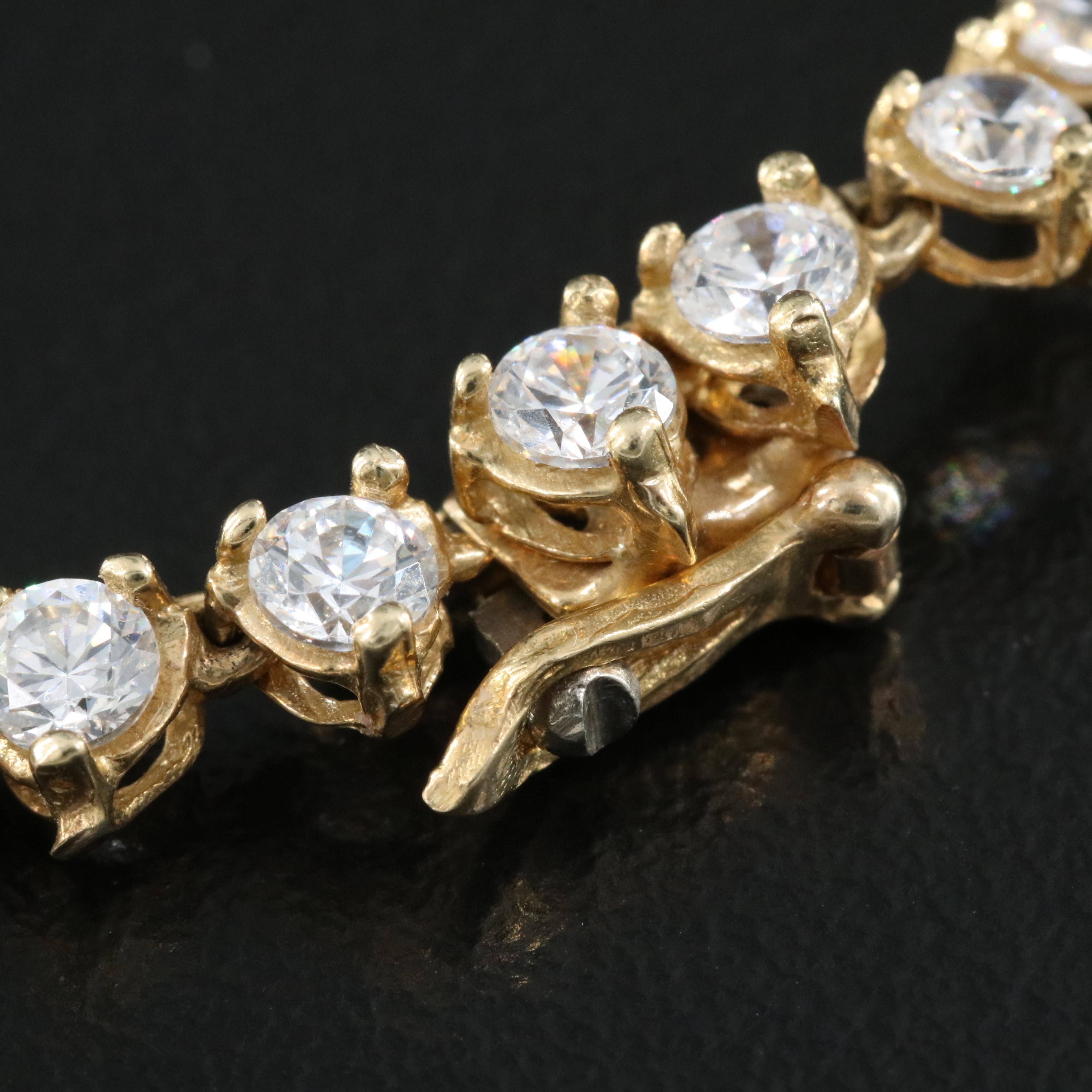 14K Cubic Zirconia Graduated Line Necklace