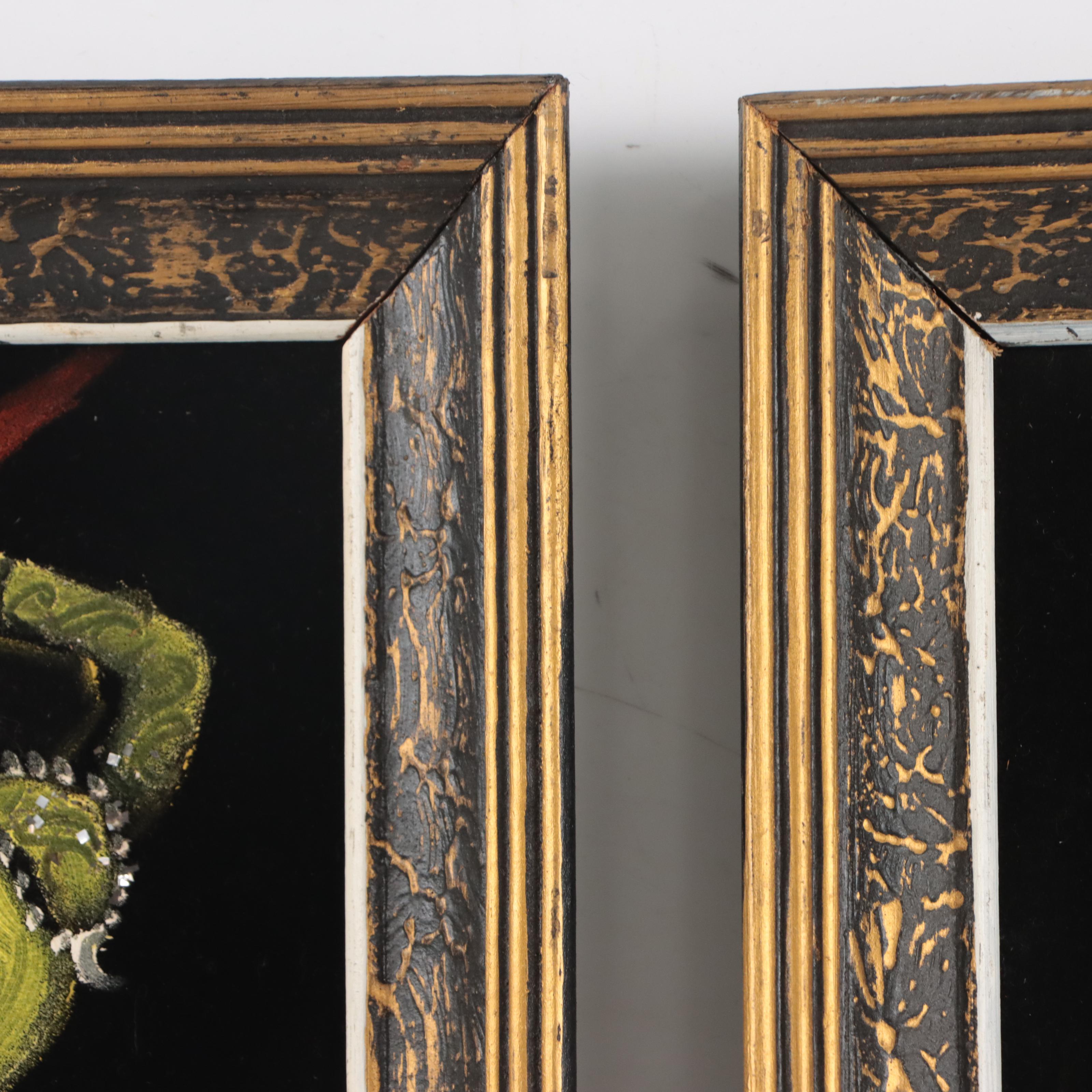 Mixed Media Paintings on Velveteen of Bull Fighting